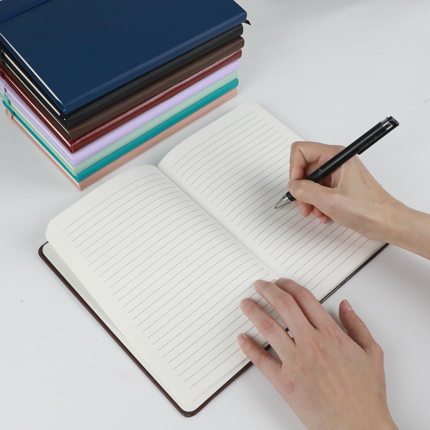 2Pack Lined Hardcover Journal Notebook, A5 192 Pages 100Gsm Thick Paper College Ruled for School,Note Taking,Work,Diary,5.7''*8.3'',Black