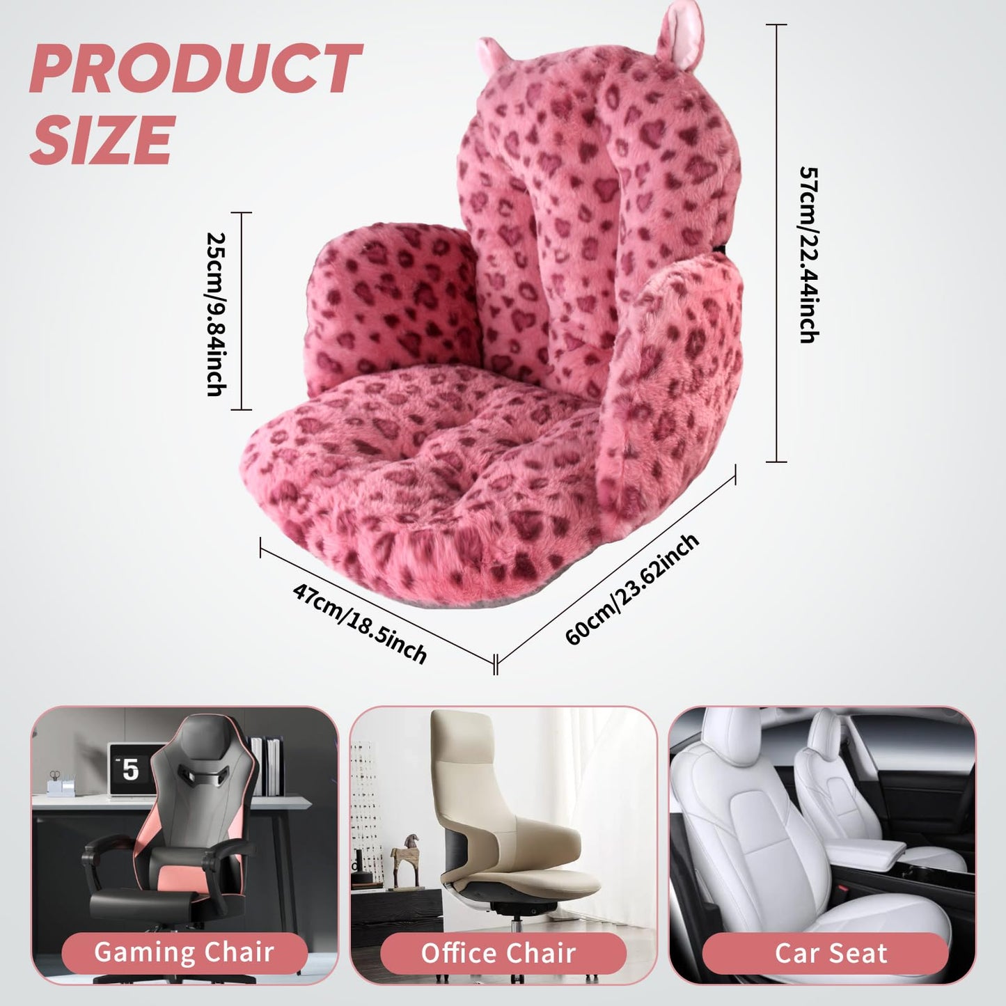 DOBUONO Comfy Office Chair Cushion: 17.5" L x 17.5" W x 18" H Cute Seat Cushion Kawaii Cushion for Gaming Chair with Backrest Non-Slip Floor Seating for Adults and Pets Pink Stuff for Room Decor