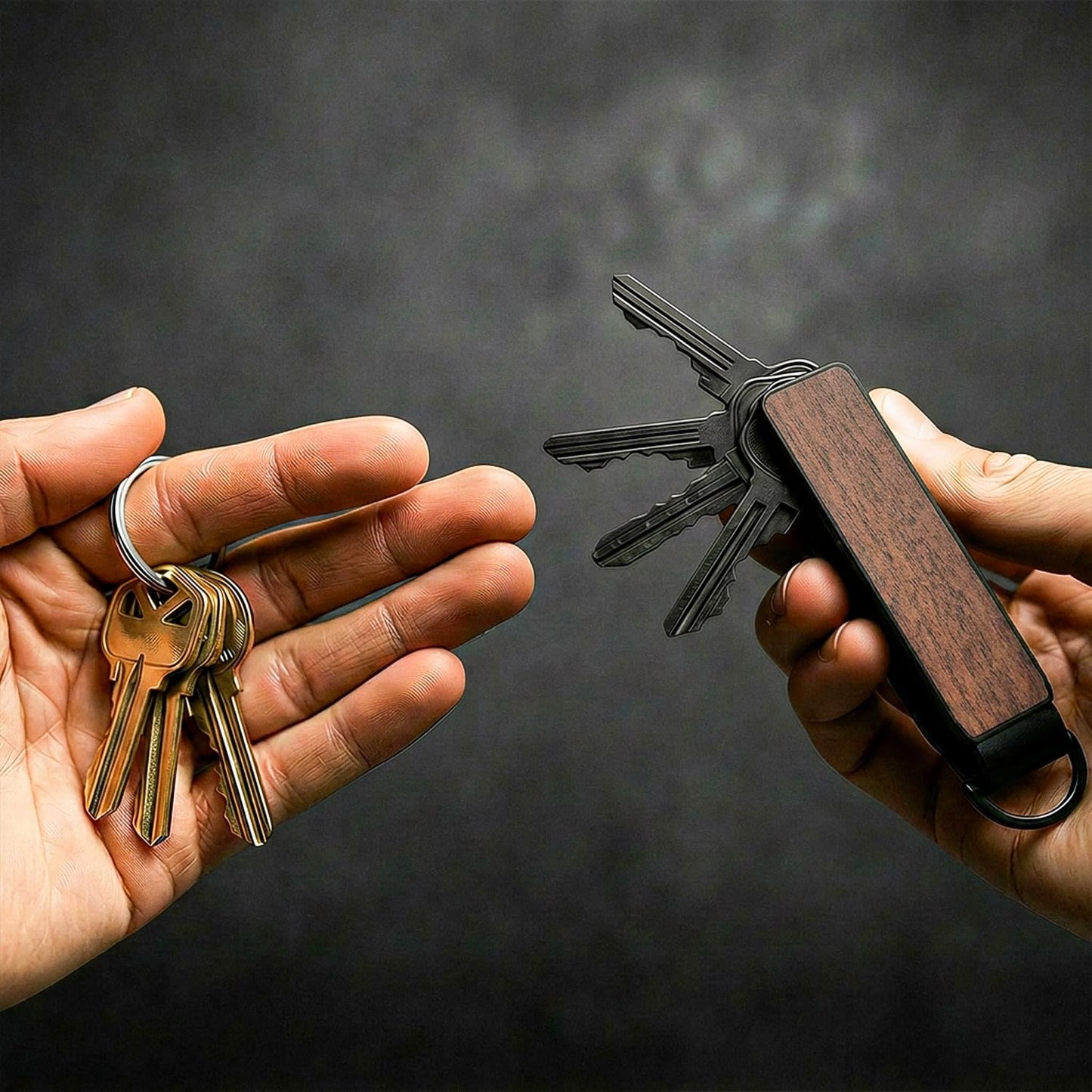 CAXGEK Wooden Key Organizer - Aluminum Wooden Key Organizer holder, Minimalist Innovative Keychain.