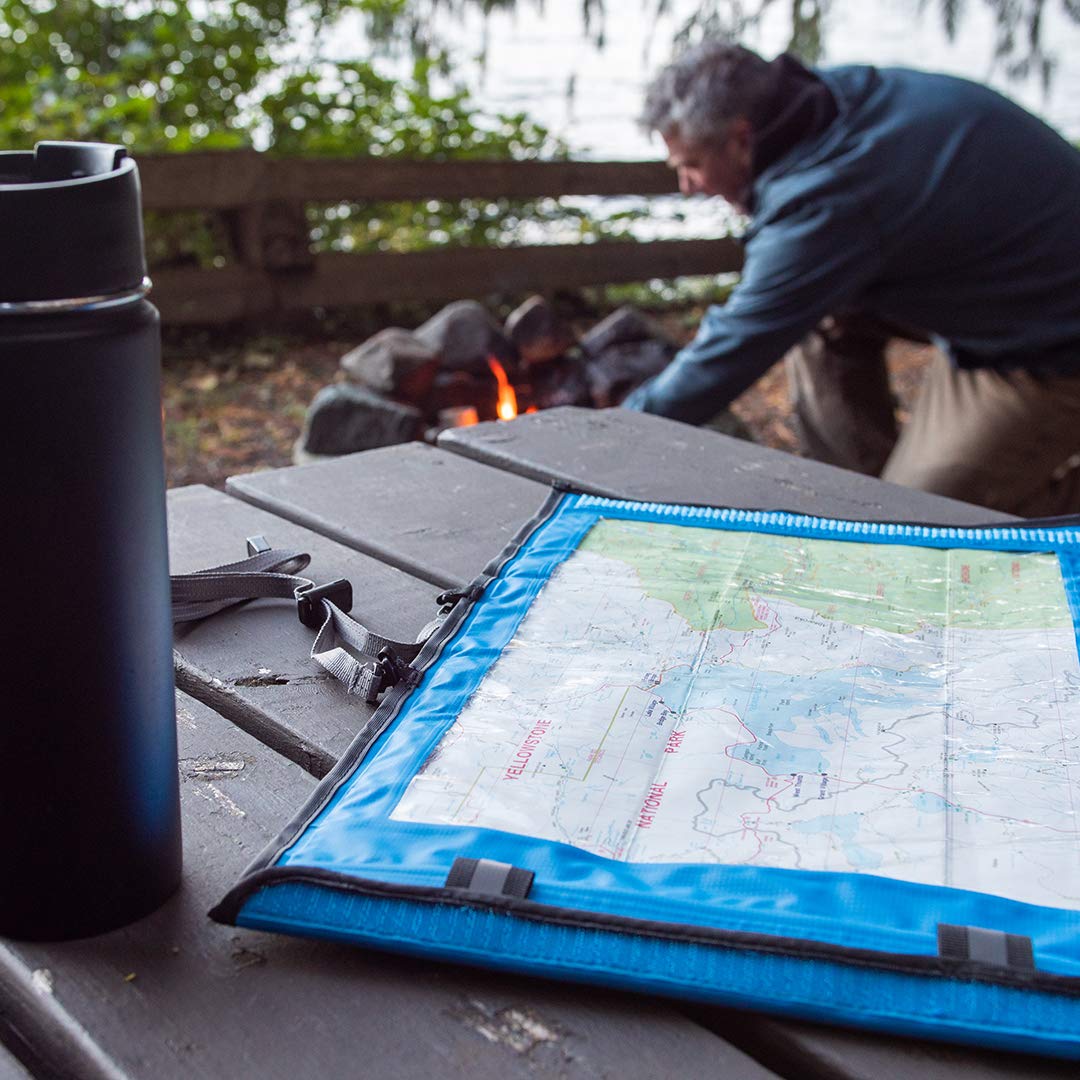 AquaQuest Trail Map Case - 100% Waterproof Document Dry Bag Holder with Clear Window & Lanyard (Black)