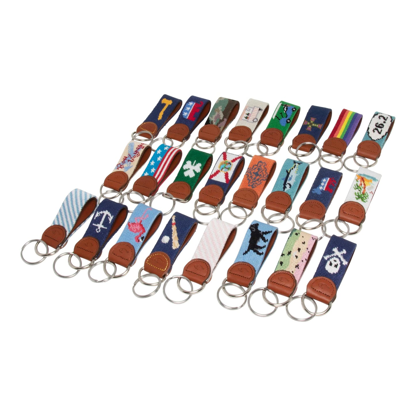 Huck Venture American Flag Needlepoint Key Fob & Keychain (American Flag)