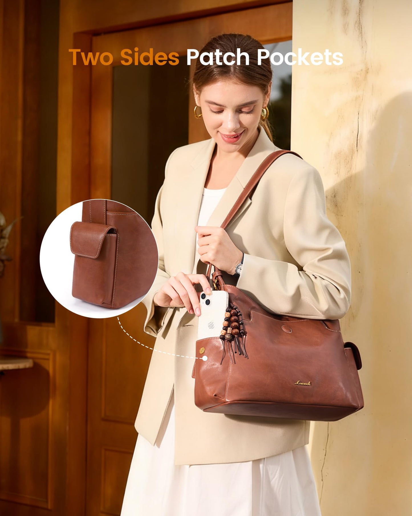 LOVEVOOK Hobo Purses for Women,Soft Faux Leather Crossbody Purse with Tassel Charms,Women's Shoulder Handbags for Daily