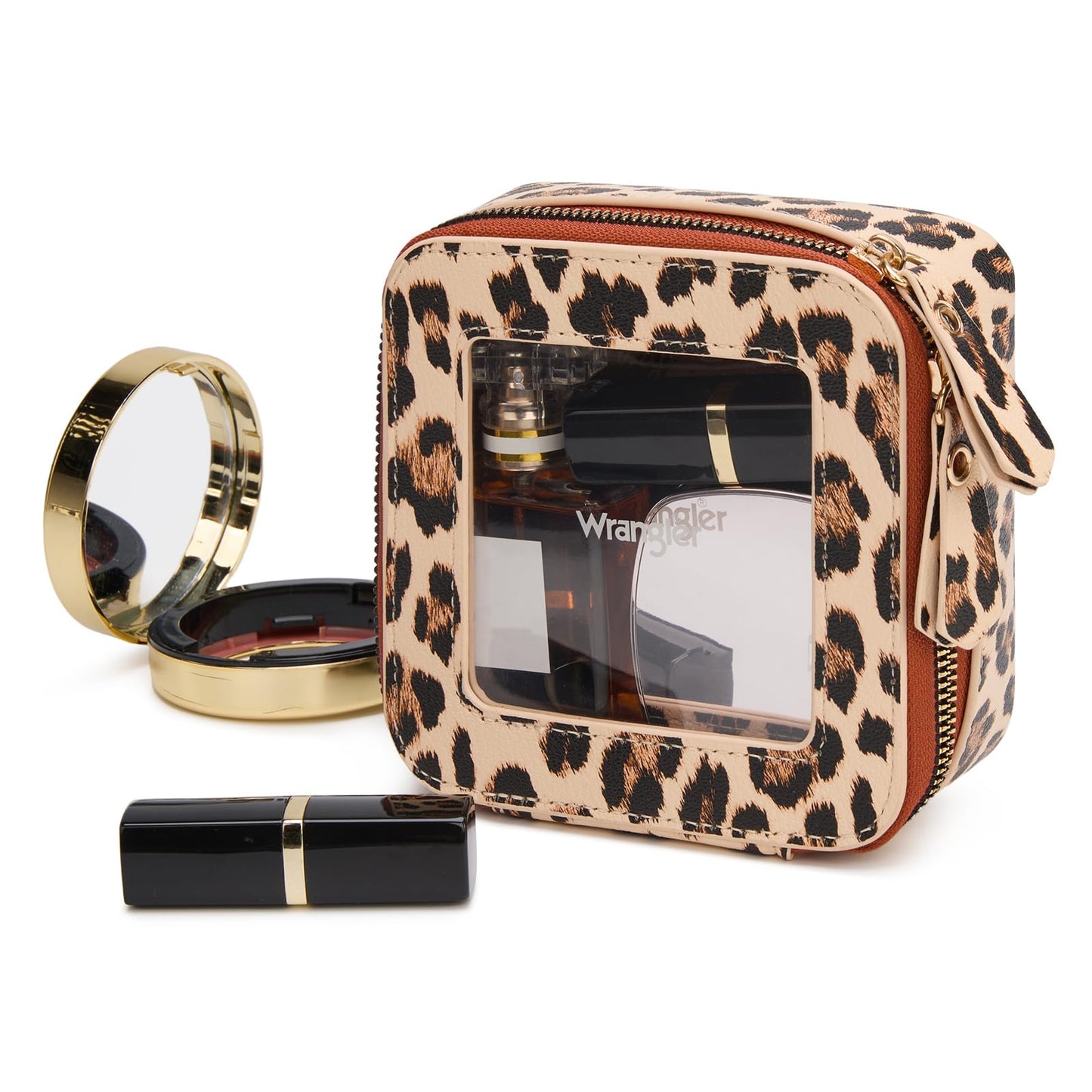 Montana West X Wrangler Clear Makeup Bag Travel Cosmetic Bag Portable Make Up Toiletry Organizer for Women Leopard
