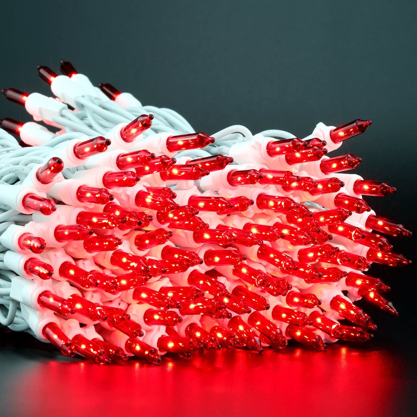 YULETIME 200 Red Christmas String Lights, 2-Set 33 ft 100 ct White Wire