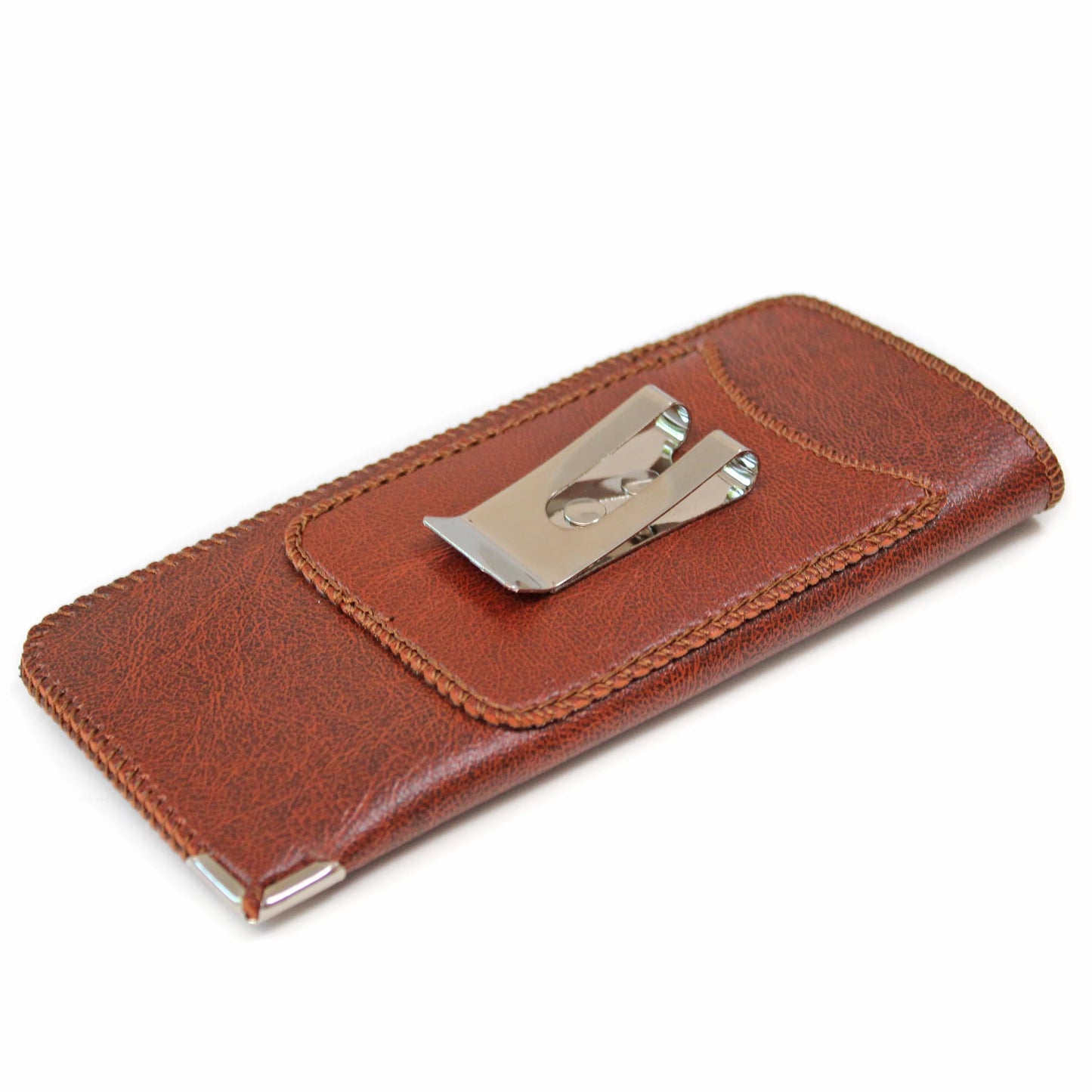 Premium Soft Glasses Case with Belt Clip & Card Pocket, PU Leather Eyeglass Sunglass Reading Glasses Case Pouch Brown B01BR