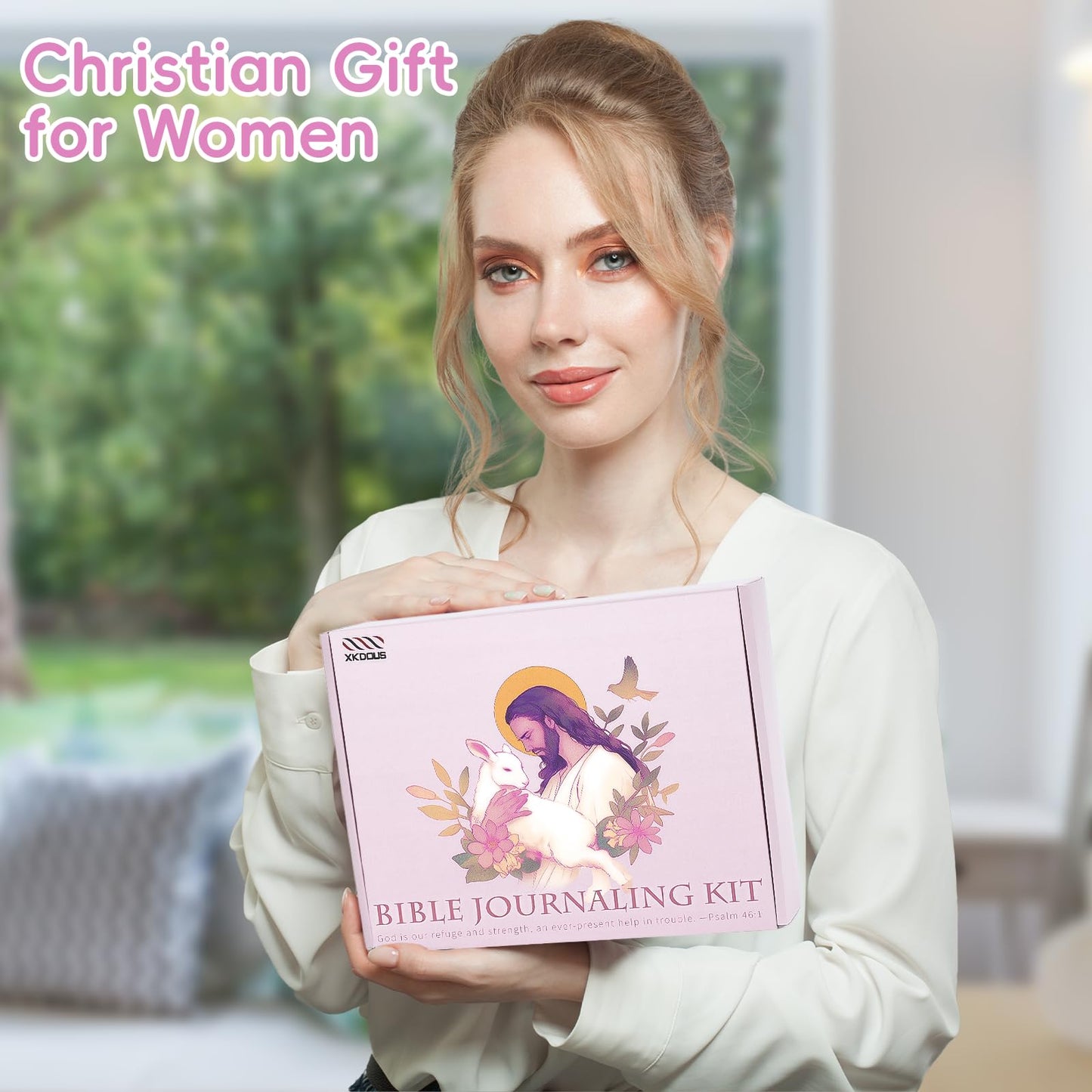 XKDOUS Bible Study Supplies Journaling Kit for Women, Bible Study Kit Journaling Supplies Includes Prayer Journal, Highlighters, Emergency Card, Pencil Case and More, Christian Gifts for Women, Pink