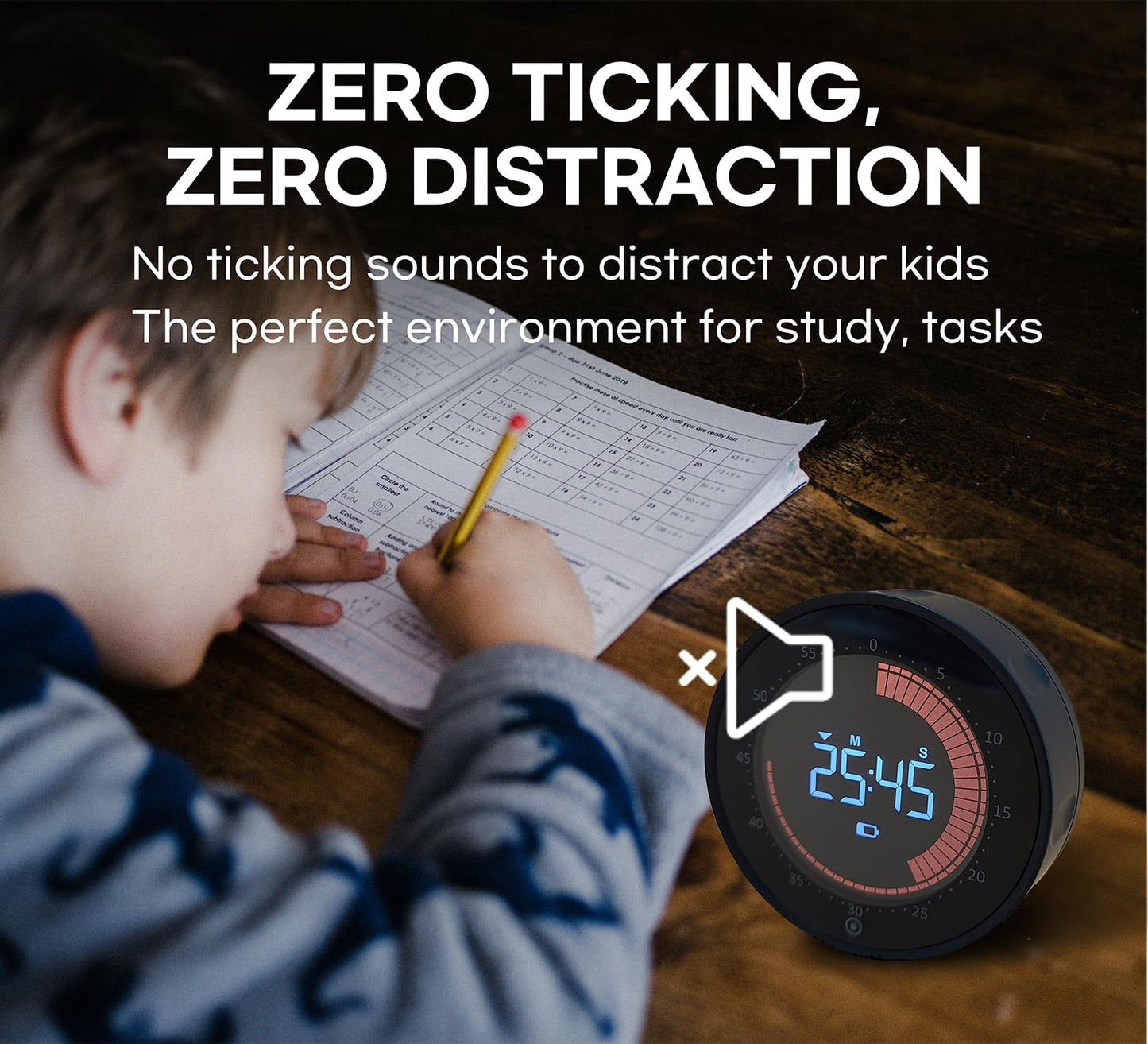 CREAVIVA Visual Digital Timer - 60 Min Countdown & Count Up, Large LED Screen with Red Visual Disc, Magnetic Silent Timer for Kids, Seniors, Classroom, Kitchen Cooking, ADHD & Autism Productivity Tool