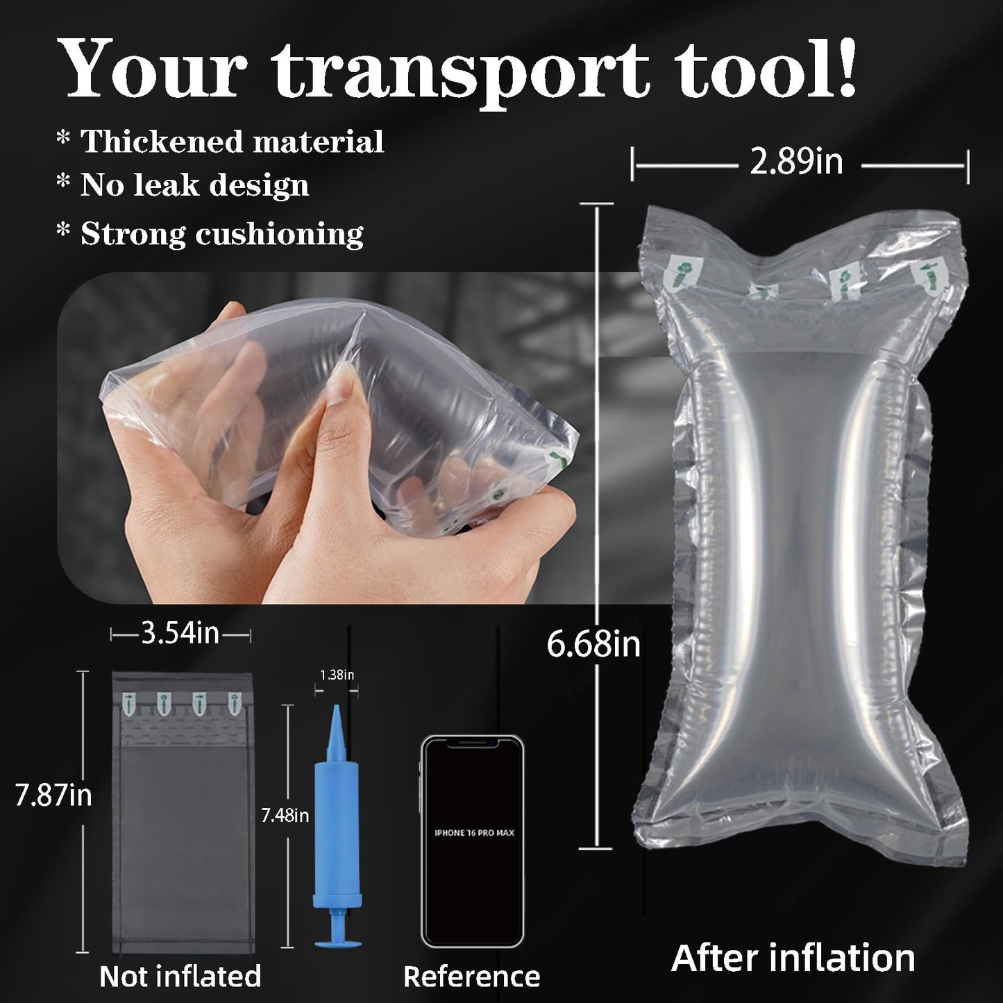 200 Count Packing Air Pillows for Shipping Supplies Box Filler Alternative to Packing Peanuts for Size 3.54" x 7.87",Suitable for small transport companies
