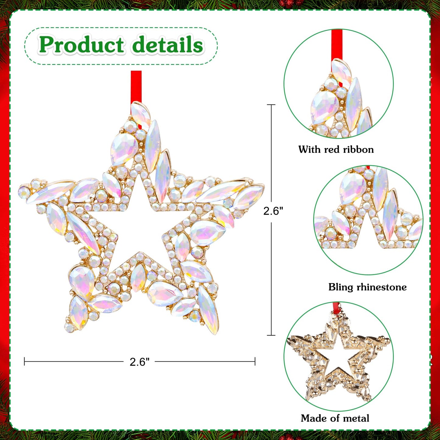 WaaHome Metal Star Christmas Ornaments 2026 Silver Hanging Star Keepsake Christmas Tree Ornaments Decorations Gifts for Women Girls Mom Sisters