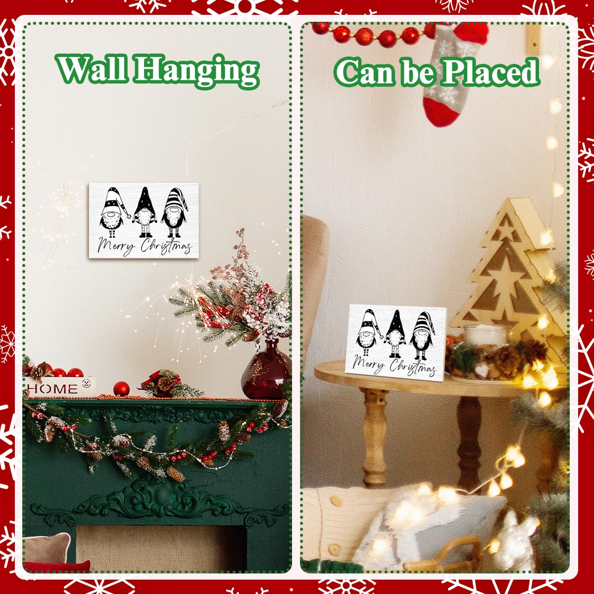 Santa Claus Merry Christmas Signs for Wall Decorations Wood Tabletop Decor for Table Desk Mantle Shelf Wall Art Party Kitchen - JK0392