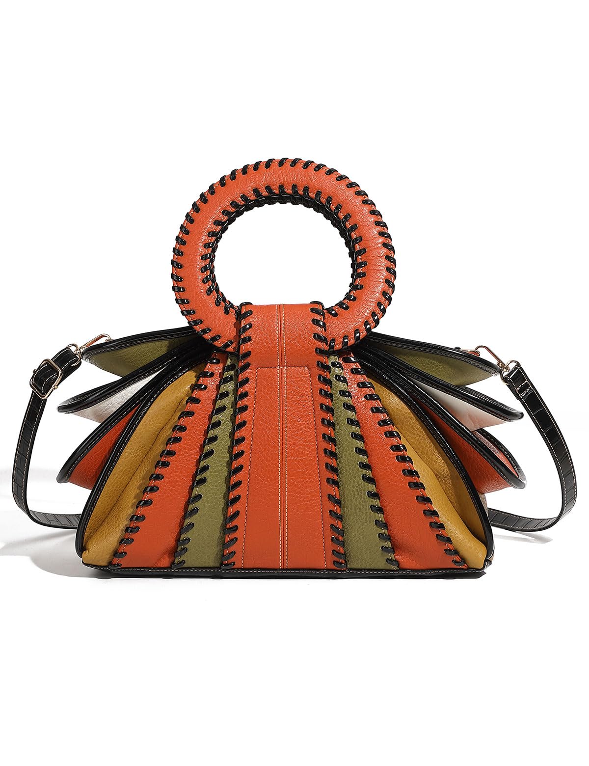 Designer Multicolor Leather Top Handle Handbag Bag Woman Large Capacity Purse Fashion Women Crossbody Bags for Women (Orange)