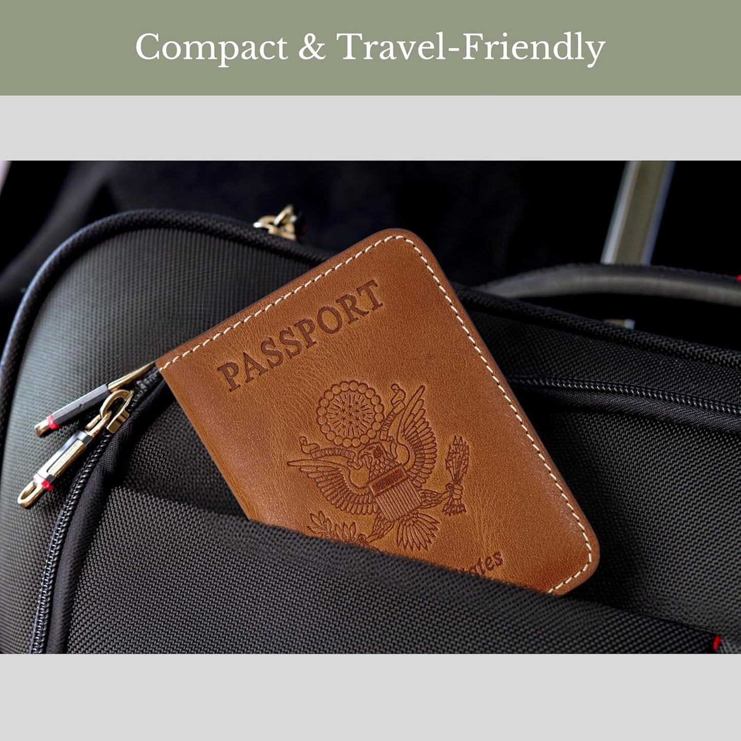 ZAHANAARA Passport Holder for Travel | Premium Leather Passport Cover & Protector | Stylish Travel Document Organizer with Embossed US Seal | Unisex Case with Slots for Cards & Boarding Passes - Brown
