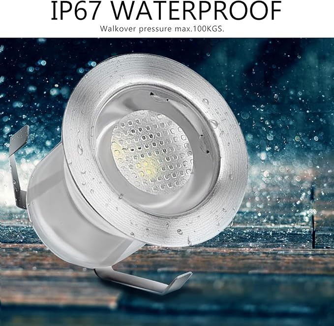 Low Voltage LED Deck Light Kit Stainless Steel Waterproof Recessed Wood Decking Stairs Garden Yard Patio Decor Lamp Outdoor LED Lighting (Cool White, 30pcs)
