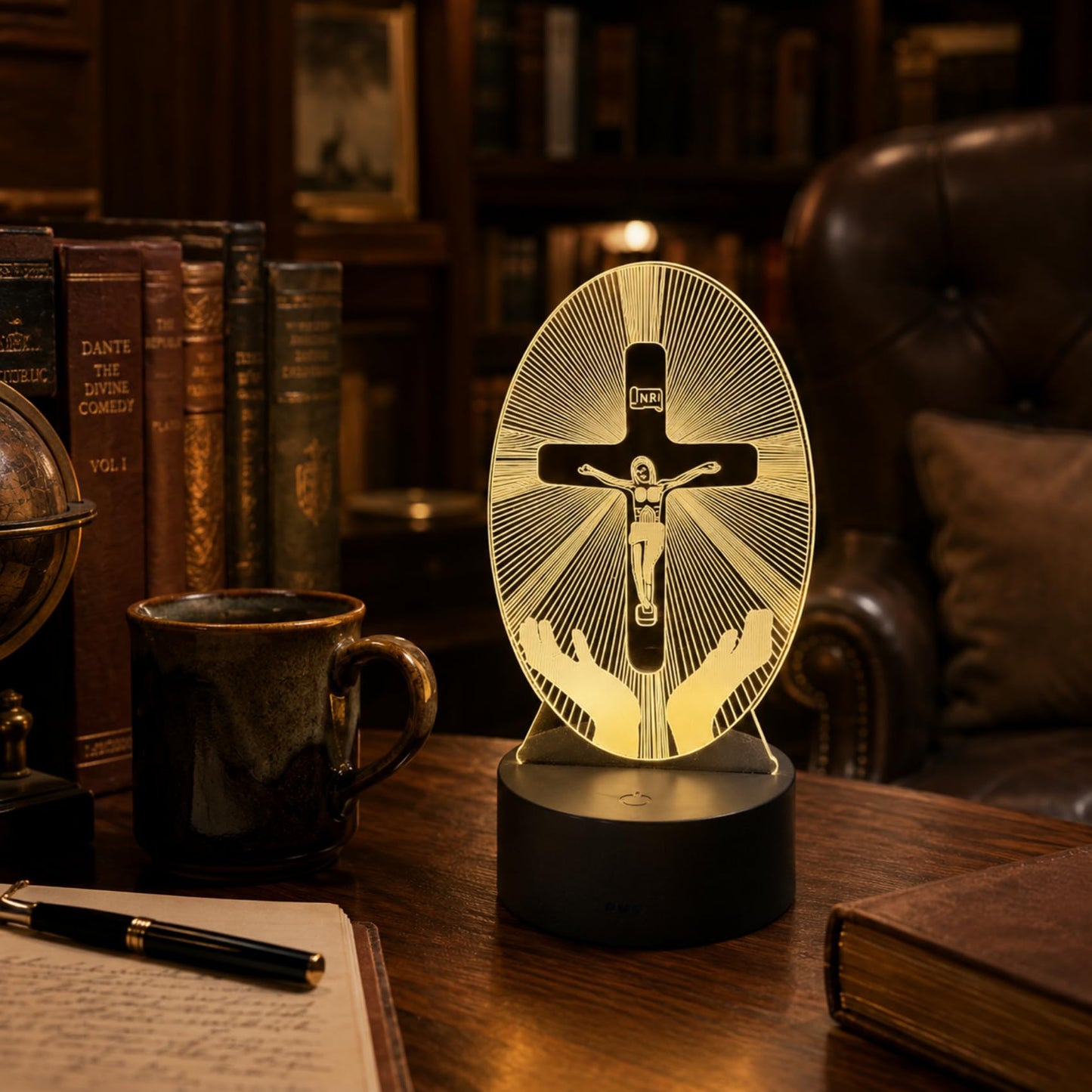 LJYIDAMY 3D Jesus Cross Night Light, Christian LED Illusion Lamp with Remote, USB Powered Religious Cross Lamp for Bedroom Prayer Room Decor, Christmas Christian Gifts for Men Women