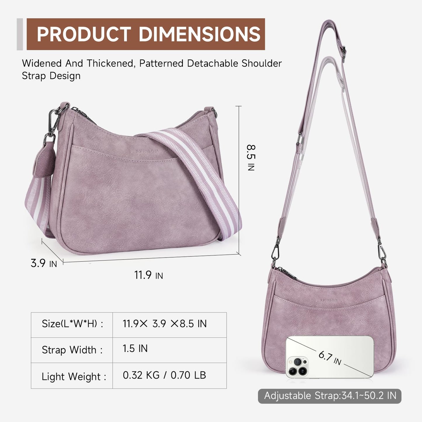 APHISON Crossbody Bags for Women Trendy, Leather Crossbody purse with Adjustable Strap, Women's Crossbody Shoulder Handbags, 04-purple