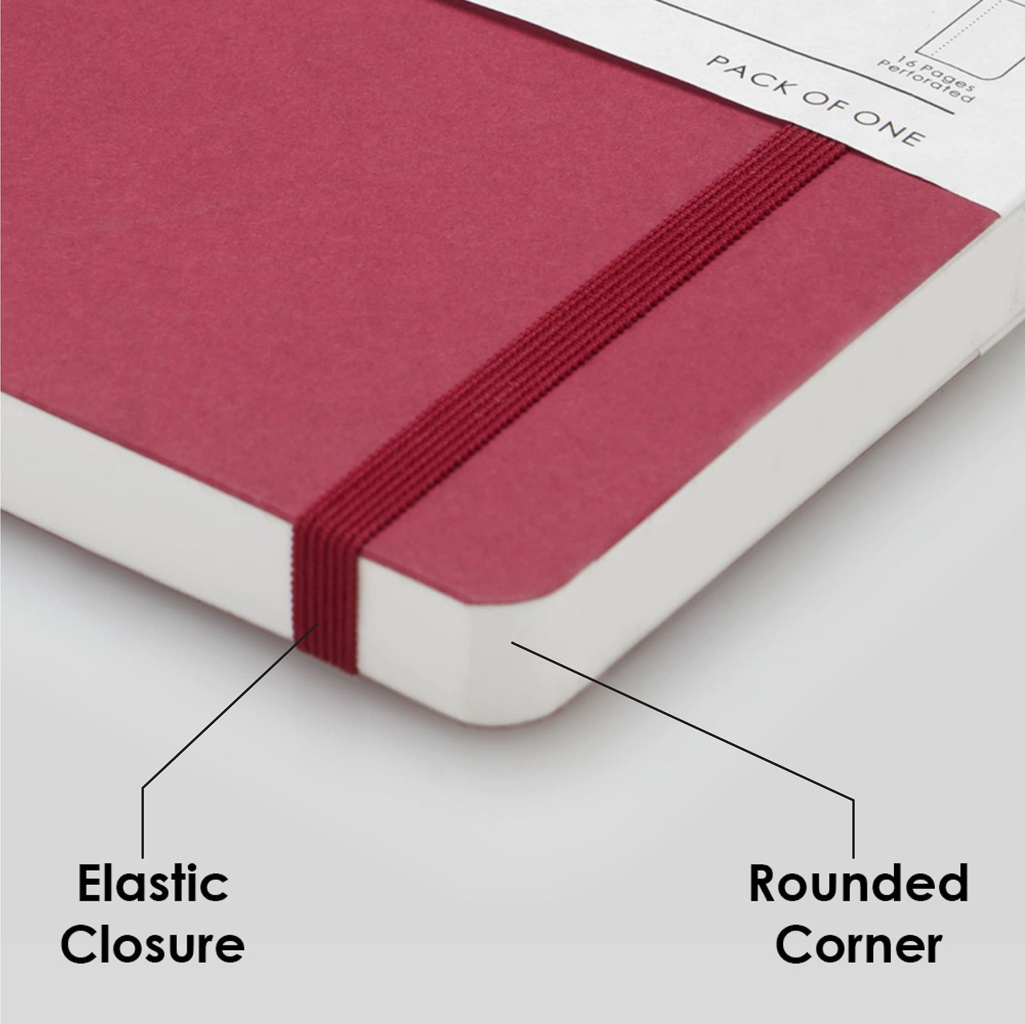 myPAPERCLIP Limited Edition A5 Plain Notebook | 192 Pages, 100 GSM, Soft Cover, A5 (5.83 × 8.27 in) | Flat Lay | Bookmark & Elastic Closure | Ruby
