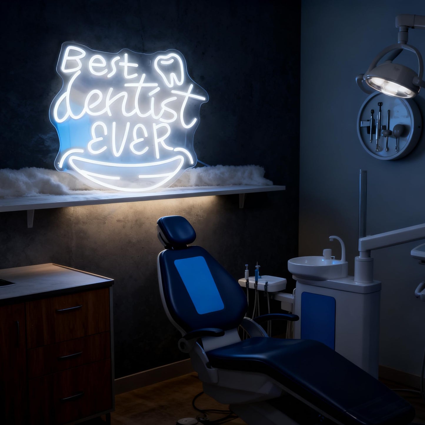 Best Dentist Ever Neon Sign, Dental Office Clinic Dentist Room Home Gift Wall Table Decor, USB Powered Dimmable Decorative Neon Light 15.2 x 13 In