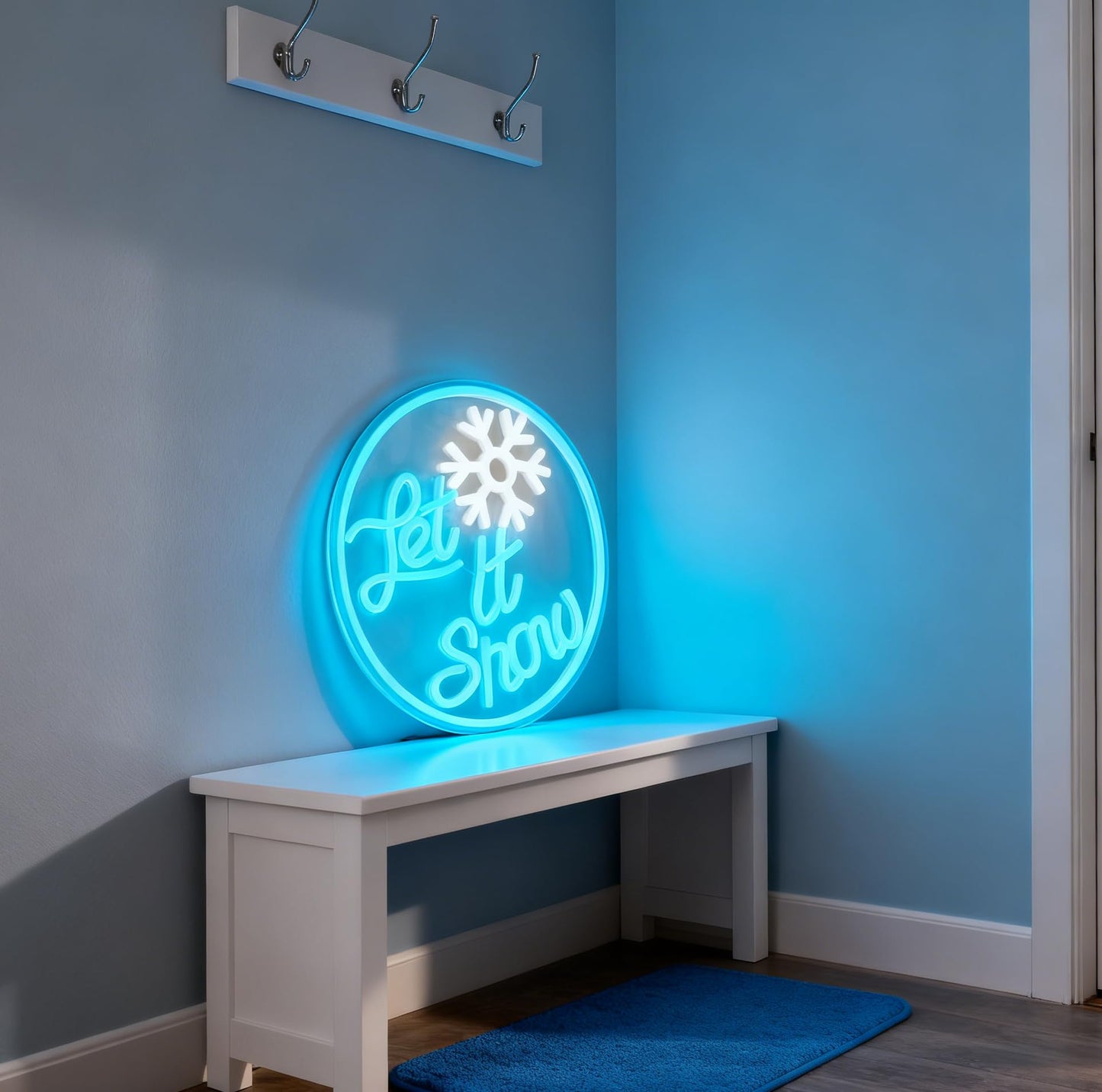 Let It Snow Neon Sign, Snowflake Shape Light Up Sign, Winter Christmas Home Party Gift Wall Table Decor, USB Powered Dimmable LED Neon Light 12.6 x 12.6 In