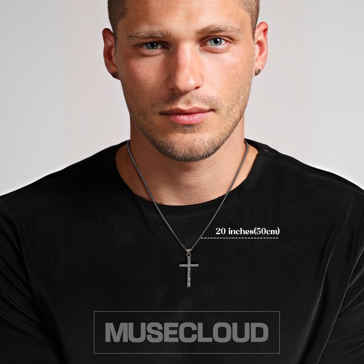 Small Cross Necklace for Men Silver Cross Pendant with Stainless Steel Box Chain | Mens Sterling Silver Crucifix Necklaces Jewelry for Boyfriend Husbands Birthdays 22 Inches