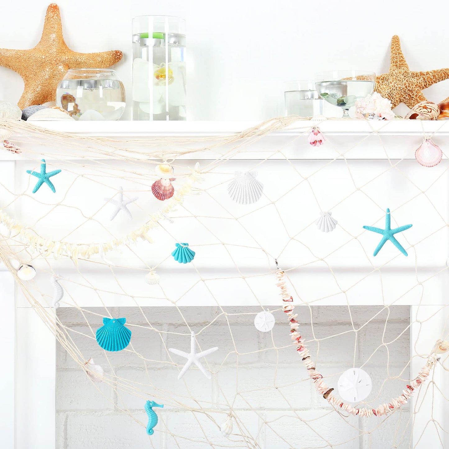 Jetec 26 Pcs Beach Ocean Themed Summer Ornaments Bulk Resin Starfish Seashell Decorative Nautical Coastal Summer Ornaments for Tree Home Bathroom Decorations
