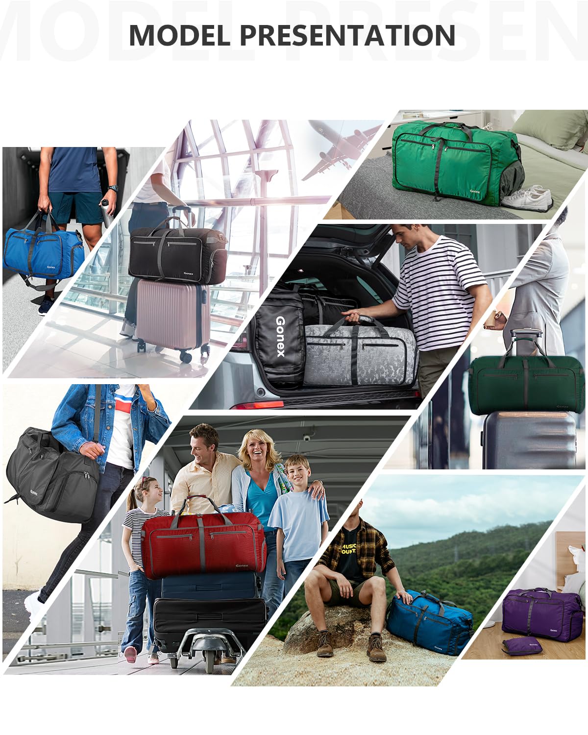 Gonex 100L Large Foldable Travel Duffle Bag with Shoes Compartment, Packable Lightweight Water Repellent Duffel Bag for Camping Gym Weekender Bag Red