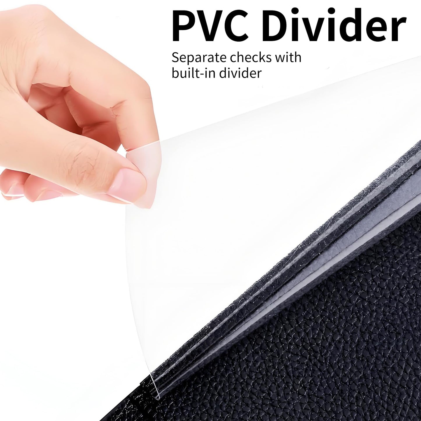 APVDSH Checkbook Cover for Personal Checkbook, Cute Pu Leather check book for Women & Men, Slim Checkbook Holder with Pen Holder and Built-in Clear Plastic Divider Rose Gold Glitter