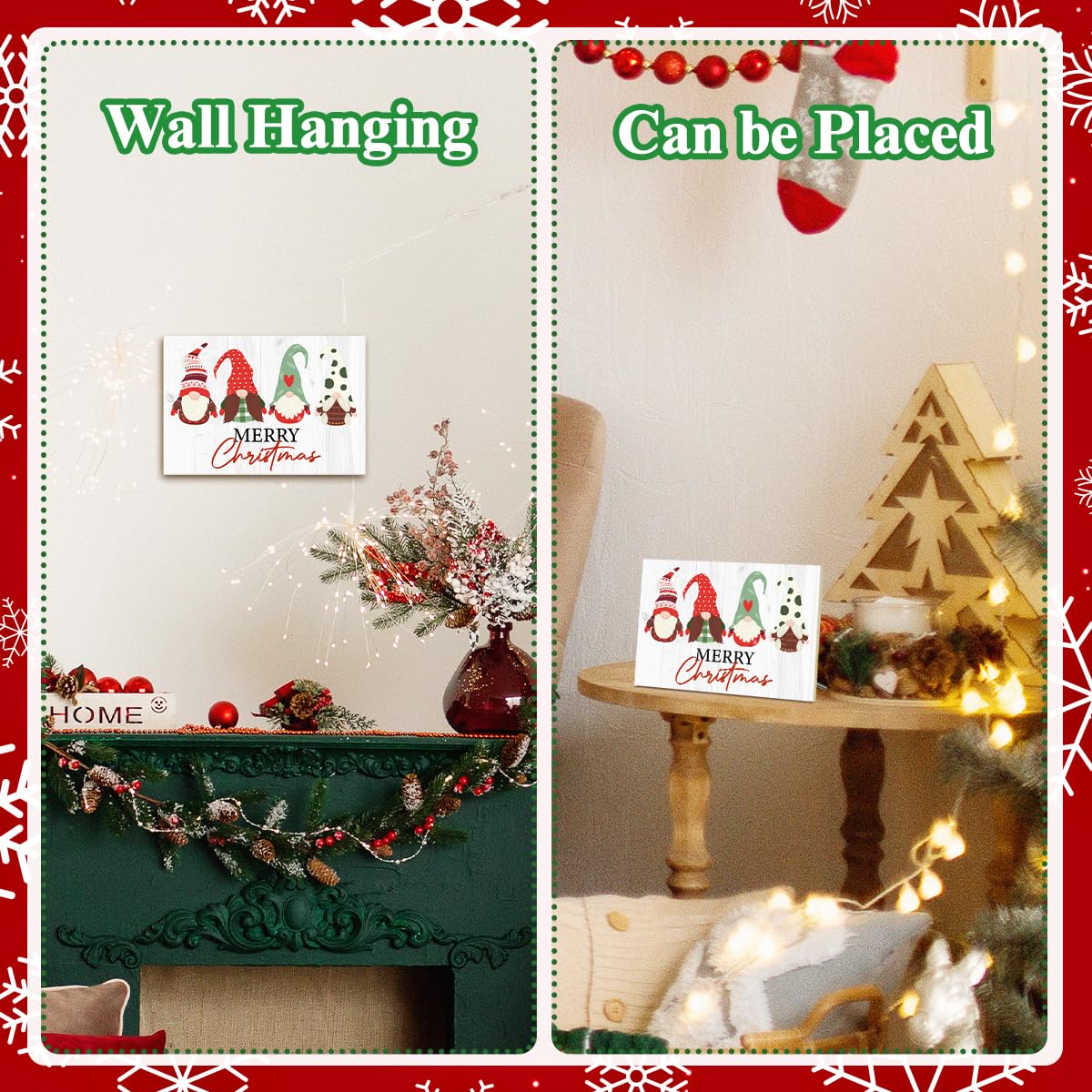 Santa Claus Merry Christmas Signs for Wall Decorations Wood Tabletop Decor for Table Desk Mantle Shelf Wall Art Party Kitchen - JK0384