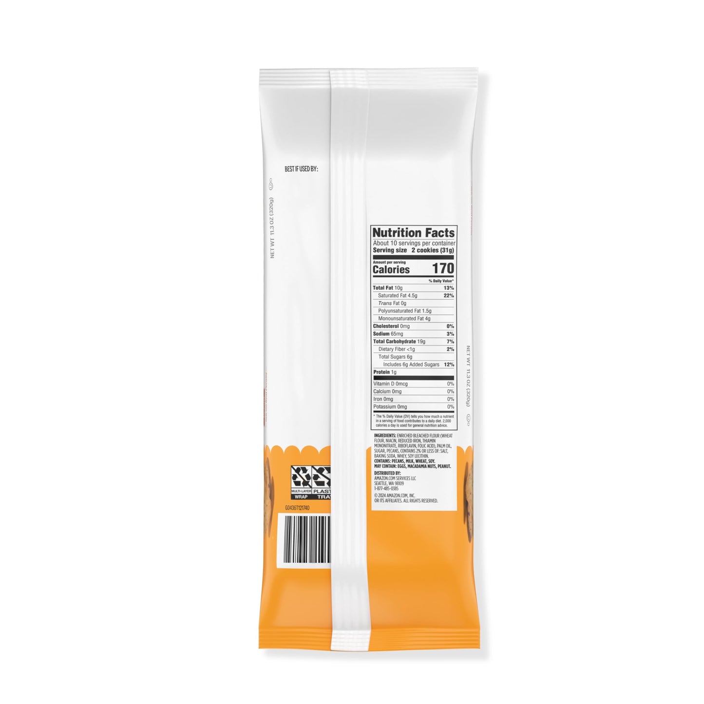 Amazon Grocery, Pecan Shortbread Cookies, 11.3 Oz (Previously Happy Belly, Packaging May Vary)