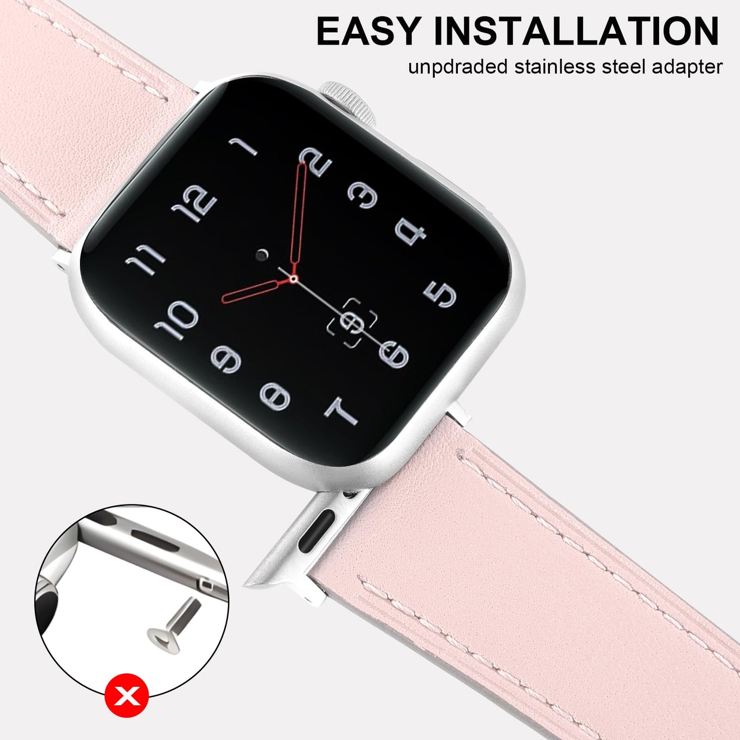 Italy Genuine Leather Bands Women Men Compatible with Apple Watch 38mm 41mm 40mm 42mm 44mm 45mm 46mm 49mm, iWatch Straps Smartwatch Replacement Band for Ultra SE 3/2/1 Series 11 10 9 8 7 6 5 4 3 2 1
