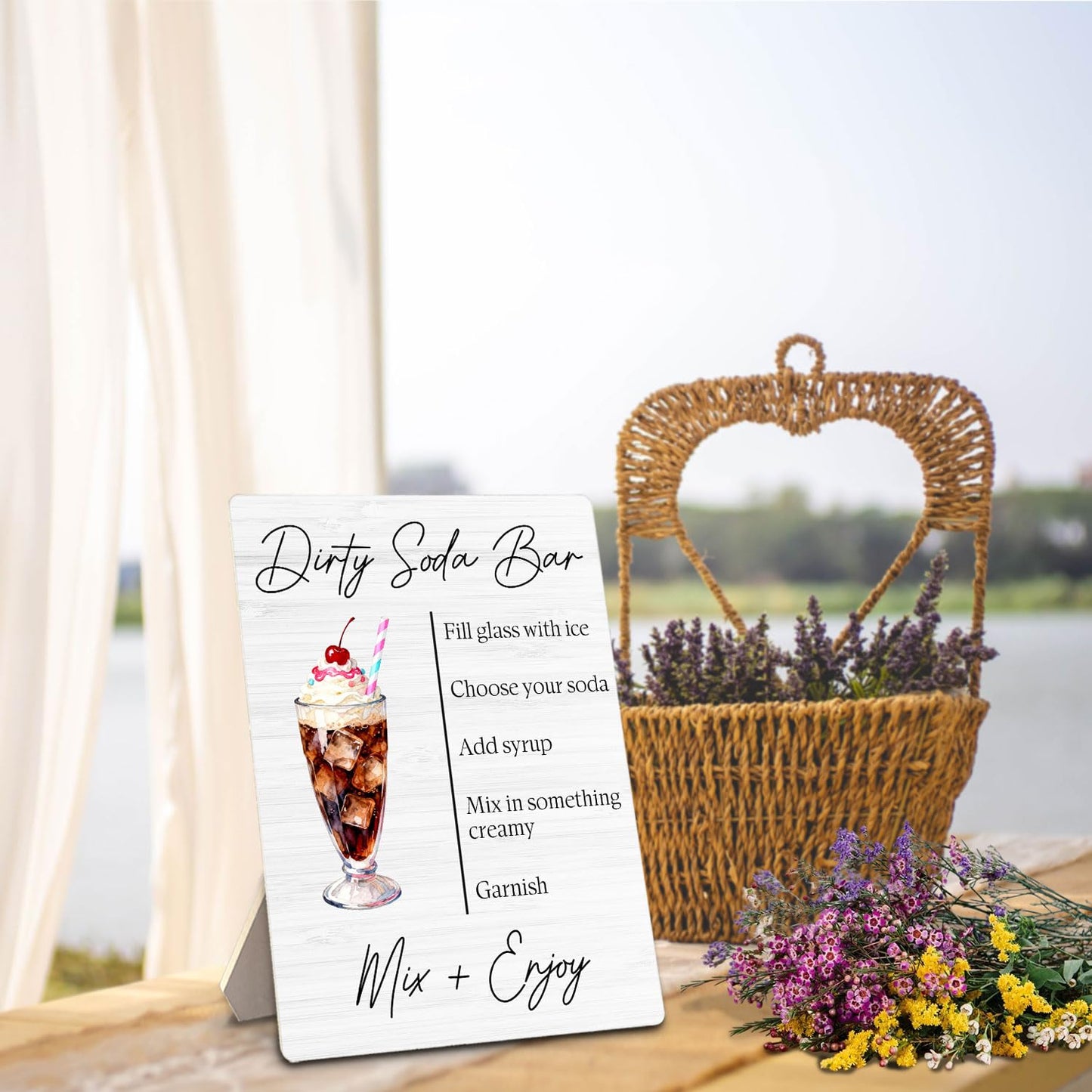 ERYBHKRTYH Dirty Soda Bar Sign - Dirty Soda Bar Supplies, Baby Bridal Shower Decorations, Signature Drinks Sign Wedding, 5x7 Inch