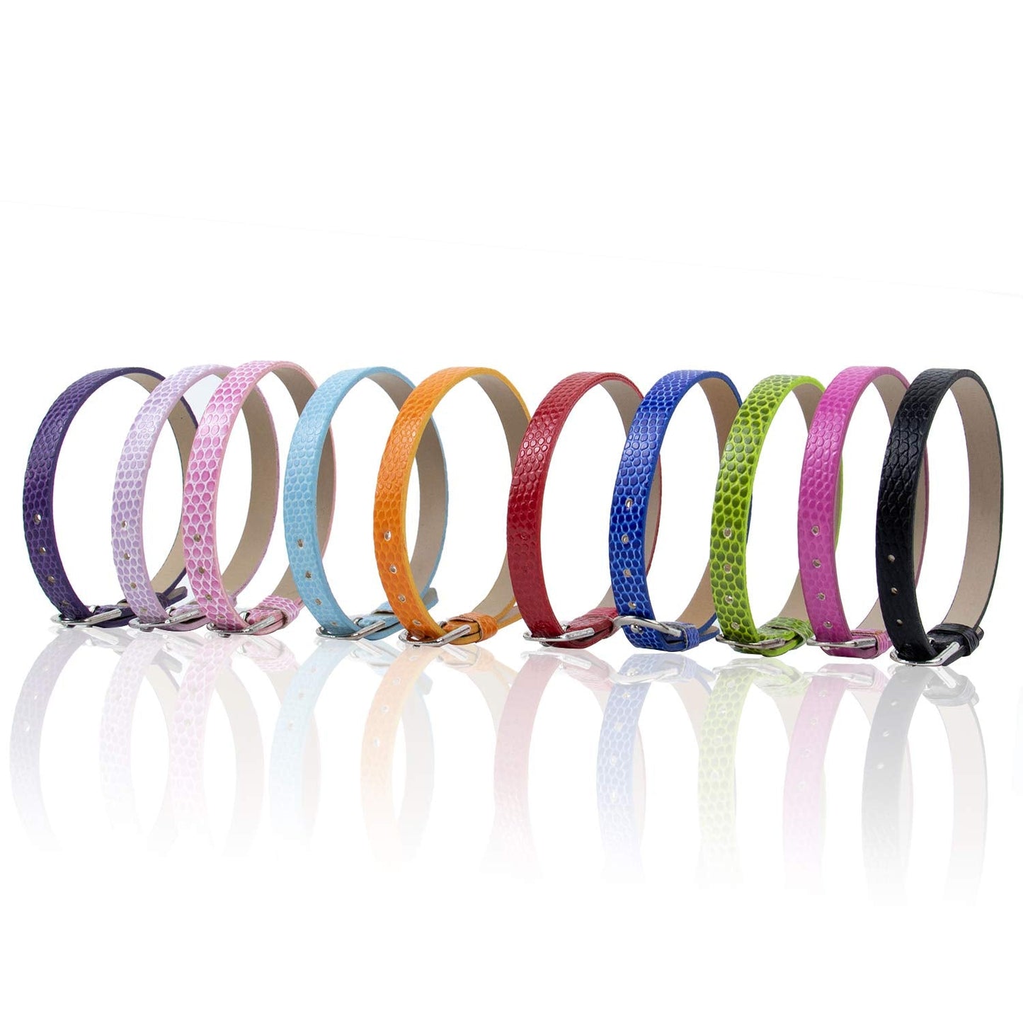 AUEAR, 20 Pack 8mm Wristbands Bracelets for Slide Letters Mix Colors Jewelry Making DIY Craft 10 (Leather Slide)