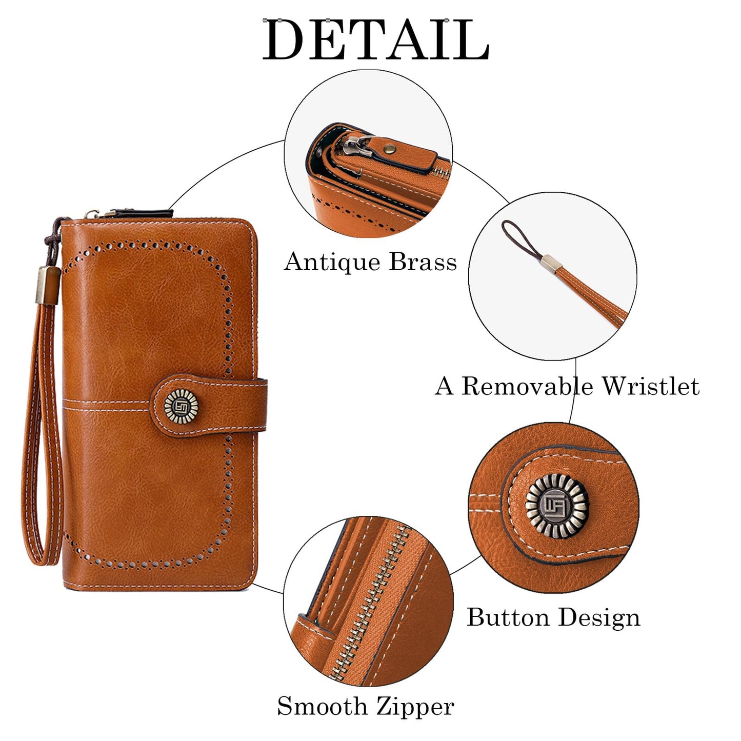 YAPAIOU Wallets for Women Leather Large Capacity Credit Card Holder Bifold RFID Blocking for Women with Pocket ID Window(Brown)