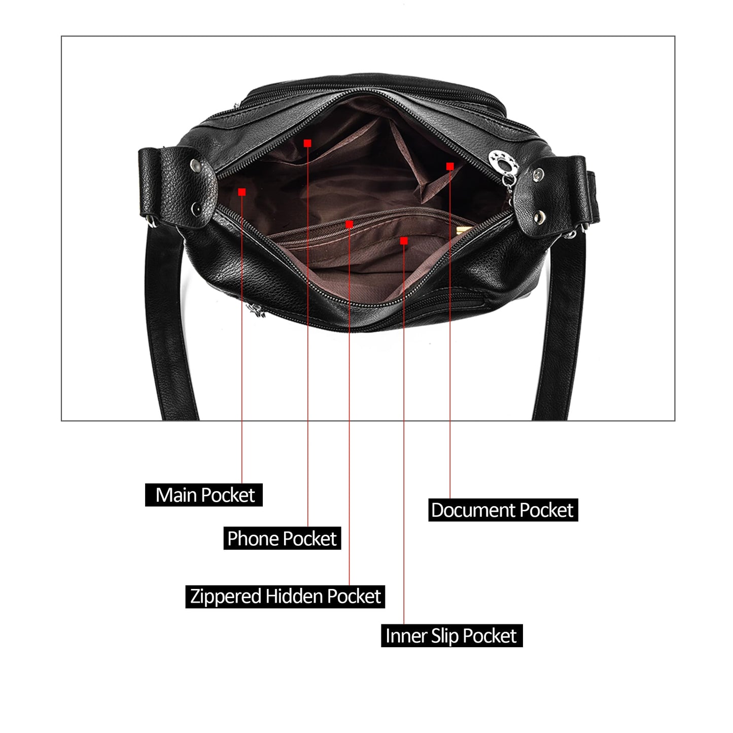 XSDTYYLQ Handbags for Women 2026,Black Crossbody Purse,Lightweight Leather Shoulder Bag(Classic Black)