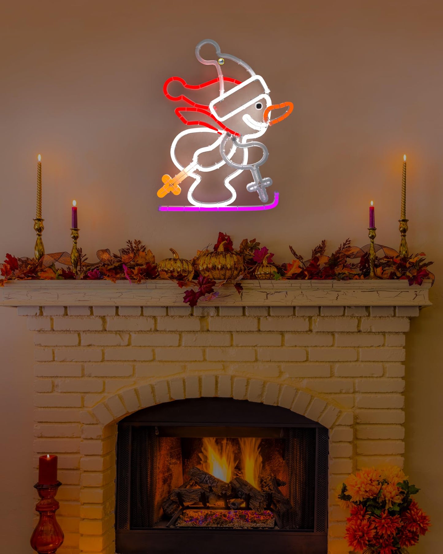 Christmas Snowman Neon Sign, Skiing Snowman LED Neon Light for Home Decor, 8H Timer & Speed Adjust, Festive Xmas Decorations Wall Art, Holiday Party Bedroom Living Room Cafe Bar