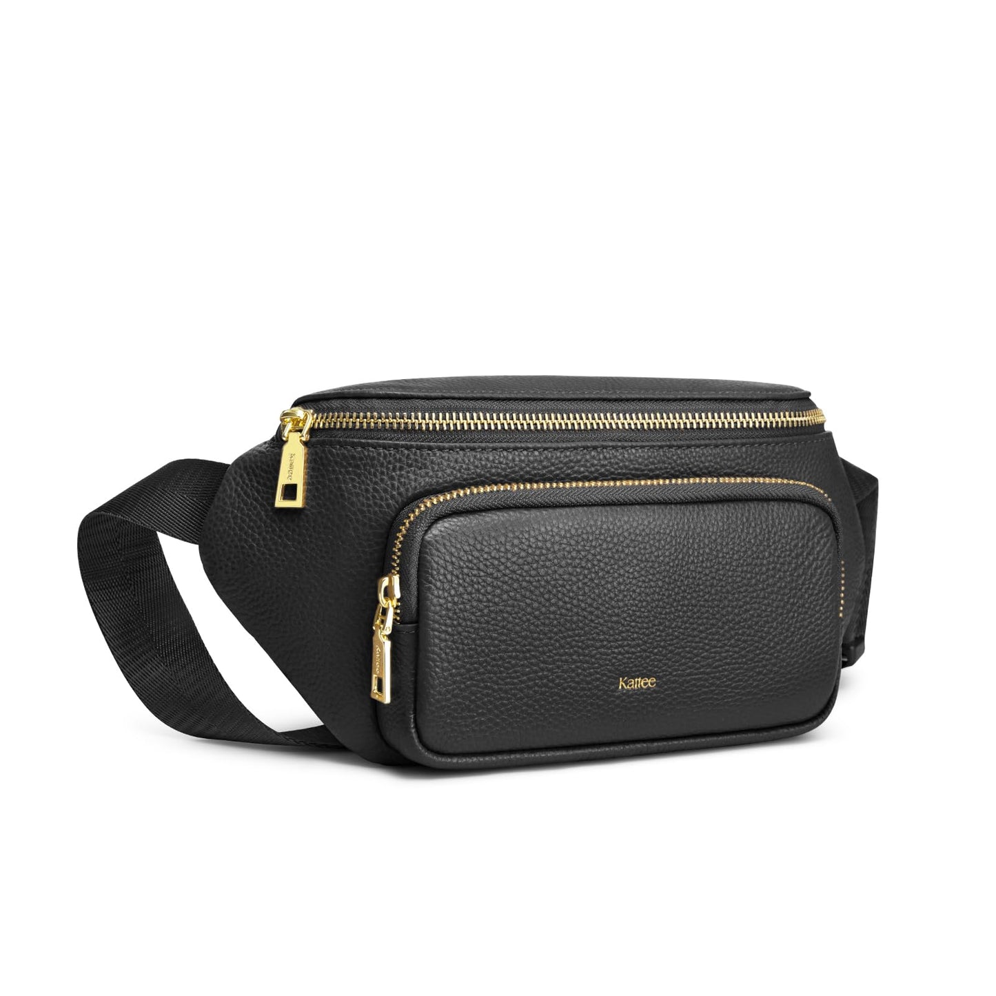 Kattee Fanny Packs for Women, Leather Crossbody Bags for Women Trendy, Small Belt Bag,Fashion Waist Packs with RFID Blocking, Black