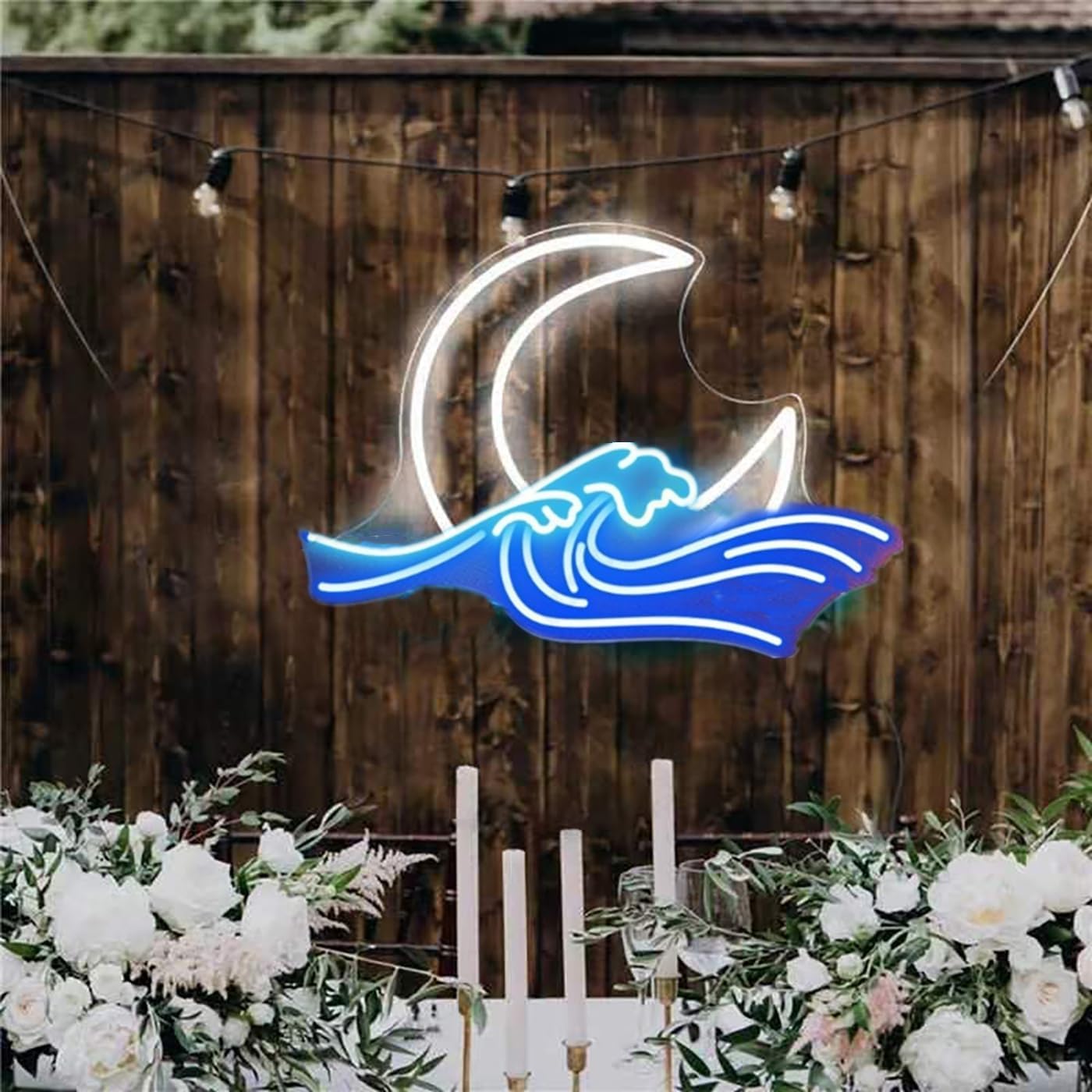 Led Arylic Neon Moon Sign with Dimmable Switch, Wave Neon Light for Kids Bedroom Gaming Room Dorm Home Bar Wall Decor, Decorative Night Lamp for Man Cave Gifts, 16x11.4In