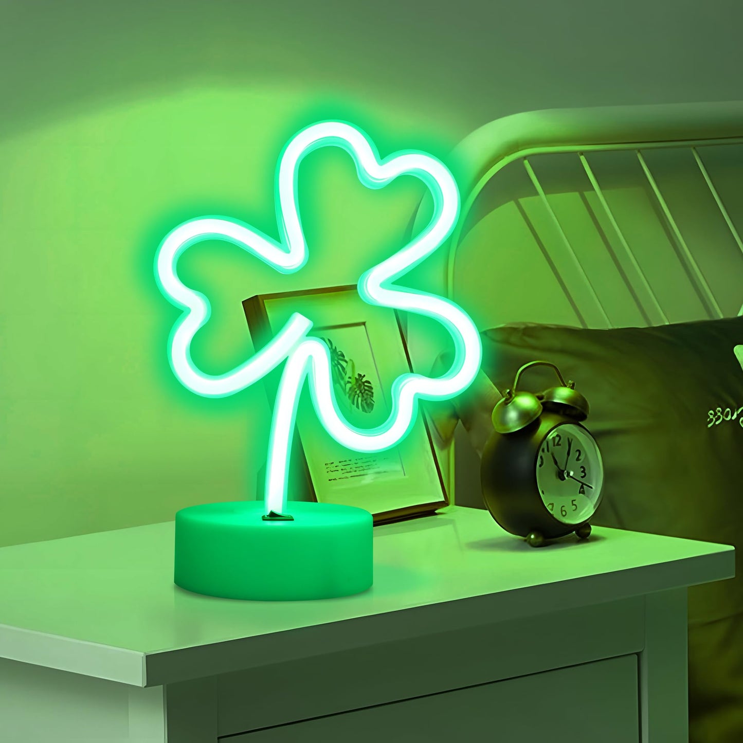 Clover Neon Signs Lights - Green Neon Signs Lights USB/Battery Powered Led Lucky Desktop Decor for Wedding Birthday Party Bedroom Shop Bar Christmas Gift Shop St Patricks Day Decor