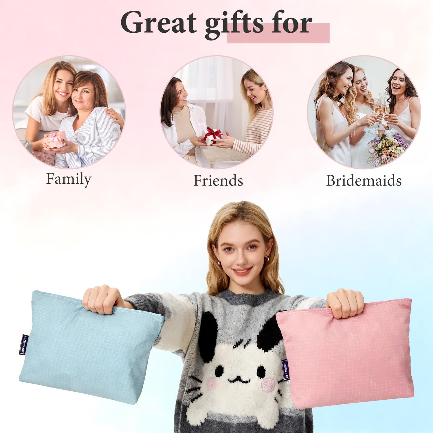 Hipruict Small Cosmetic Bag, 2 Pcs Makeup Bags with Zipper for Purse, Travel Toiletry Bag Organizer for Women