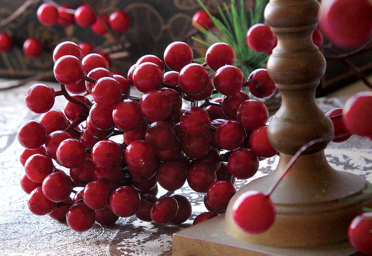 OLYPHAN Red Berry Picks Pip Berry Stems Winter Floral Sprays DIY Crafts, Wreath, Garland, Christmas Berries Ornaments Decoration-Decorative Home Holiday Decor, Table Centerpiece