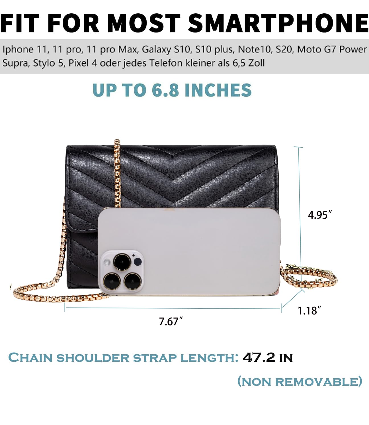 YAZEKOUS Crossbody Bags for Women, Small Purses Crossbody Purses for Women, Cell Phone Purse with Card Slots for Travel Daypack Black