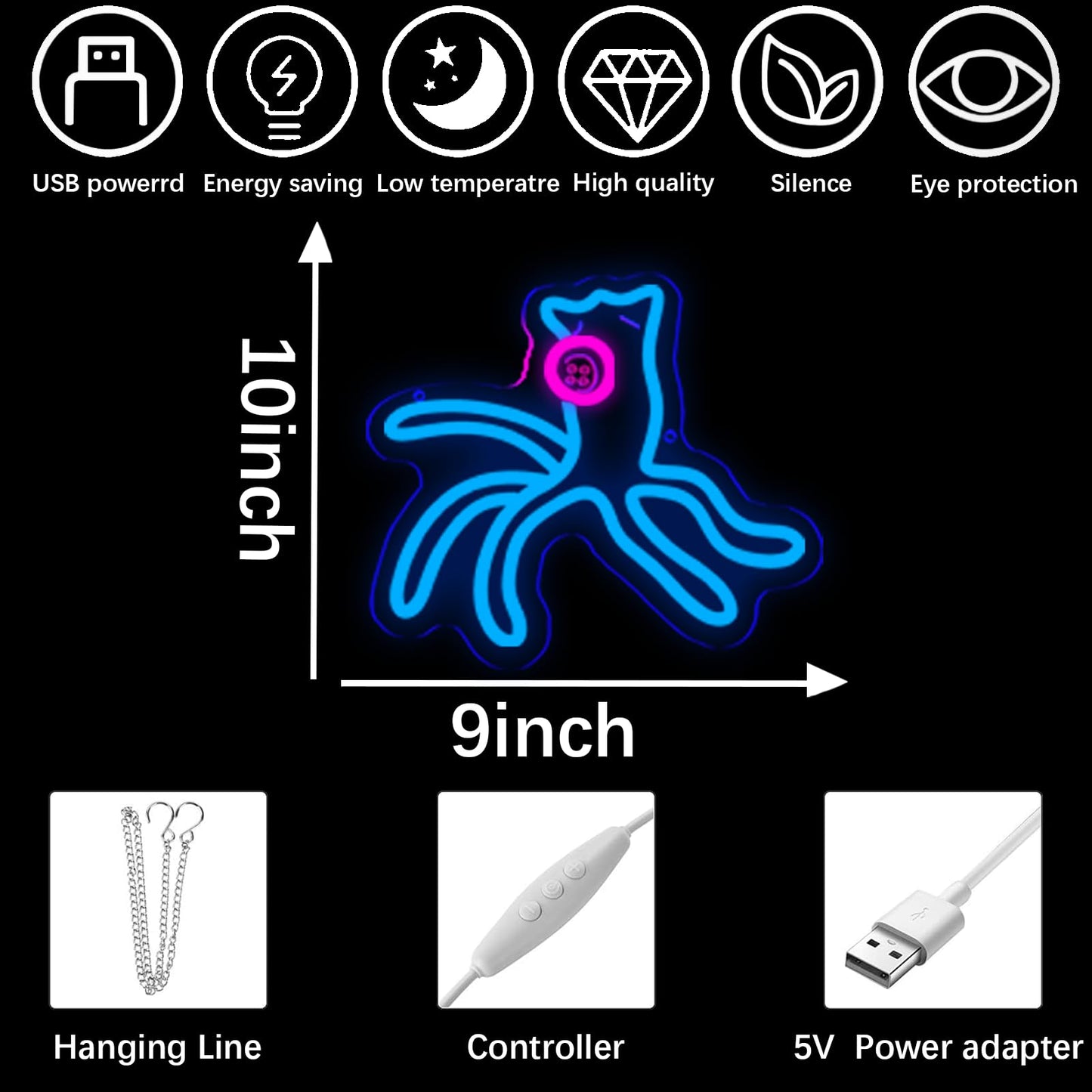 MOERBENCHI Coralline Octopus Neon Sign with One Button Eye LED Light Sign for Wall Decor, USB Powered Blue Ocean Animal Light for Bedroom Bar Aquarium Game Room, Kids Birthday Gift