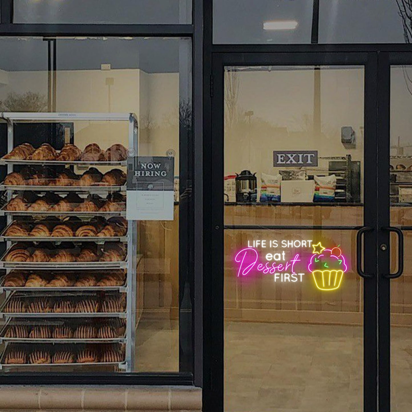 Life Is Short Eat Dessert First Neon Sign, Dessert Cake Store Wall Decor, Cupcake Bakery Led Lights, Strawberry Cake, Tea & Cake Shop, Restaurant Gaming Hotel Shop Club Restaurant, Family Party