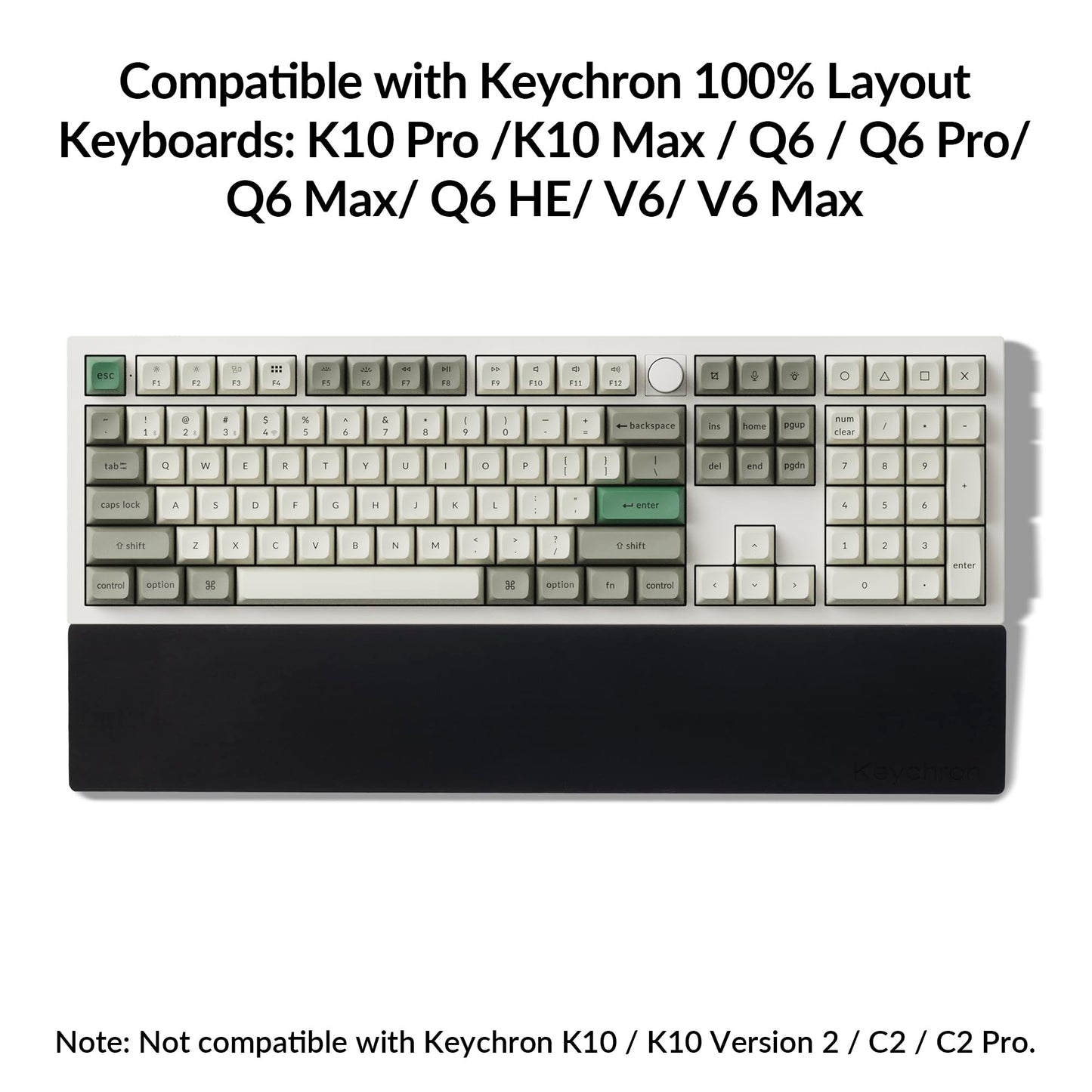 Silicone Wrist Rest for Keychron K10 Pro / K10 Max/ K10 HE / Q6 / Q6 Pro / Q6 Max / Q6 HE / V6 / V6 Max, 17.6" Non-Slip Palm Rest, 100% Full-Sized Mechanical Keyboards Support with Typing Pain Relief