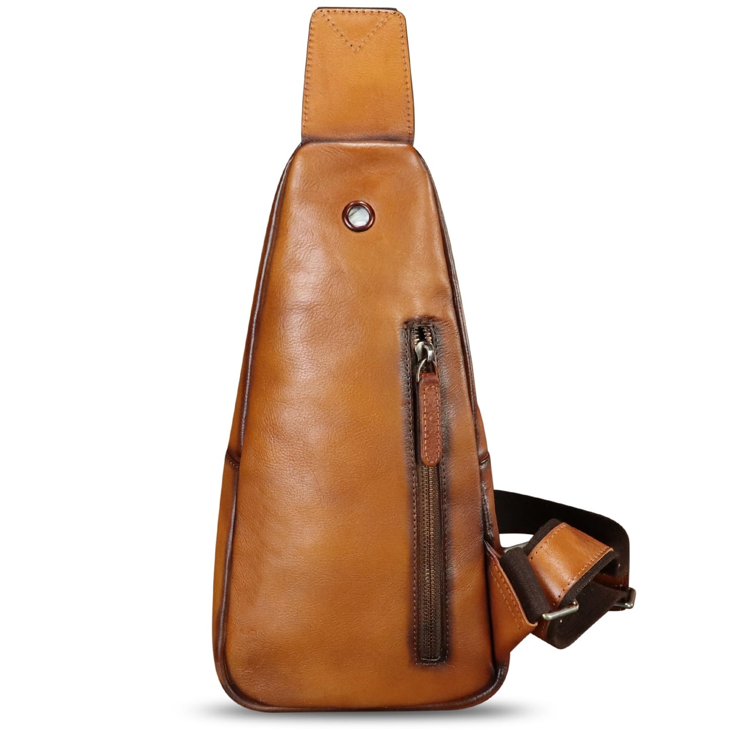 FEIGITOR Genuine Leather Sling Bag Retro Crossbody Sling Backpack Handmade Chest Purse Daypack Cycling Fanny Packs (Brown)