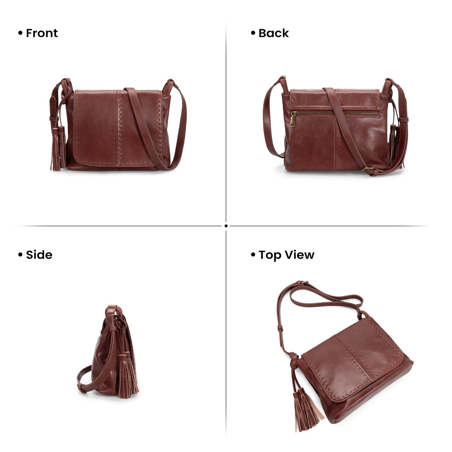 befen Genuine Leather Purses for Women Medium Brown Vintage Purse RFID Crossbody Bag for Travel Soft Real Leather Crossbody Bags Trendy Women's Shoulder Handbags with Adjustable Strap