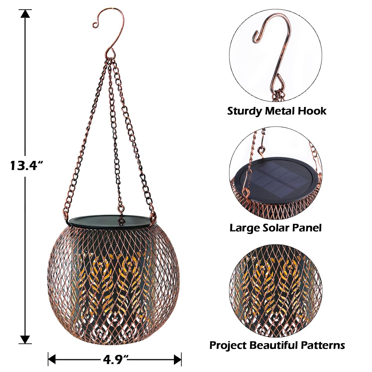 LeiDrail Hanging Solar Lanterns 2 Pack Solar Lanterns Outdoor Waterproof Garden Metal Decorative Light Patio Decor for Outside Yard Tree Tabletop Landscape