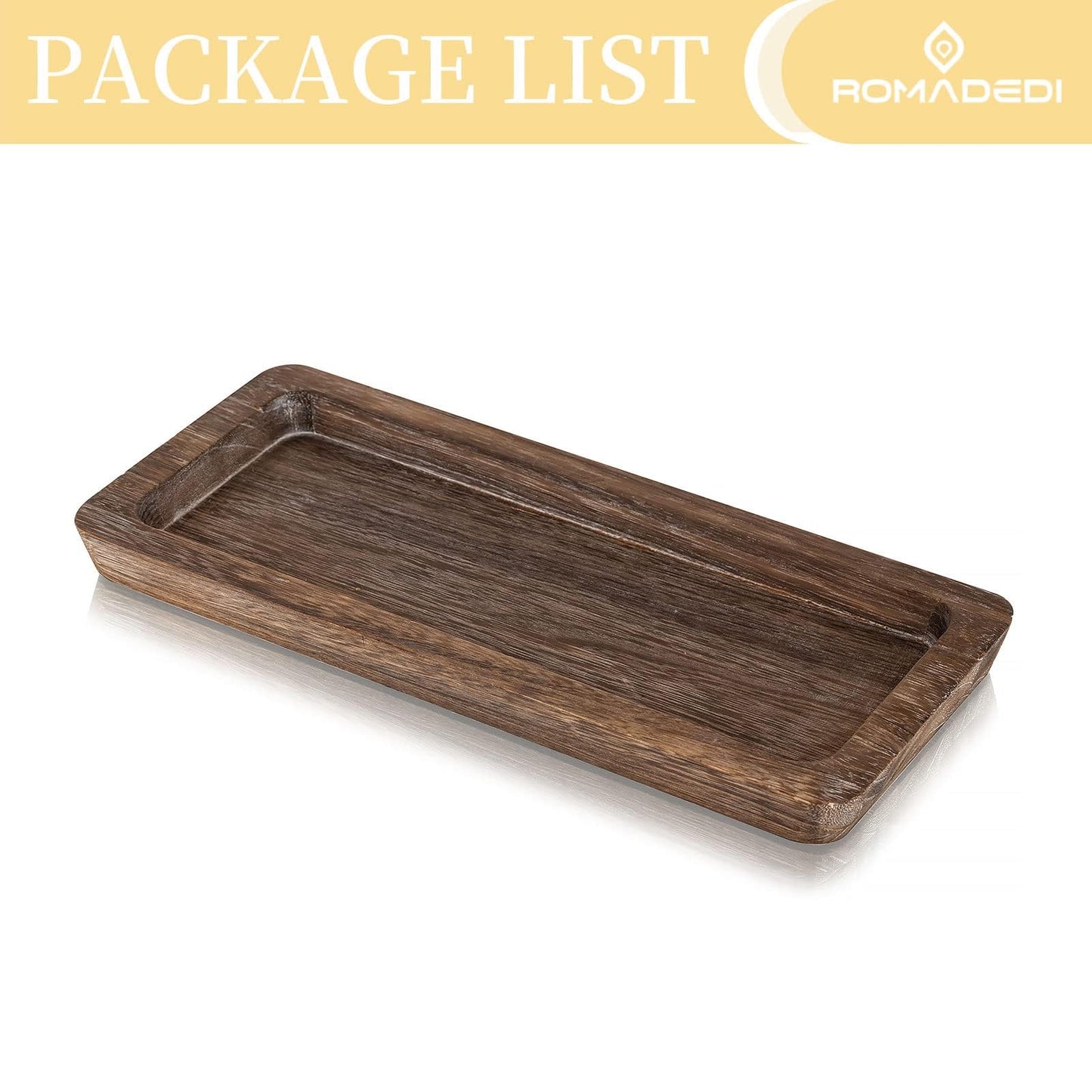 Romadedi Wooden Decorative Tray Candle Holder - Wood Long Narrow Tray Home Decor Small Rustic Centerpieces Trays for Coffee Table Dining Room Kitchen