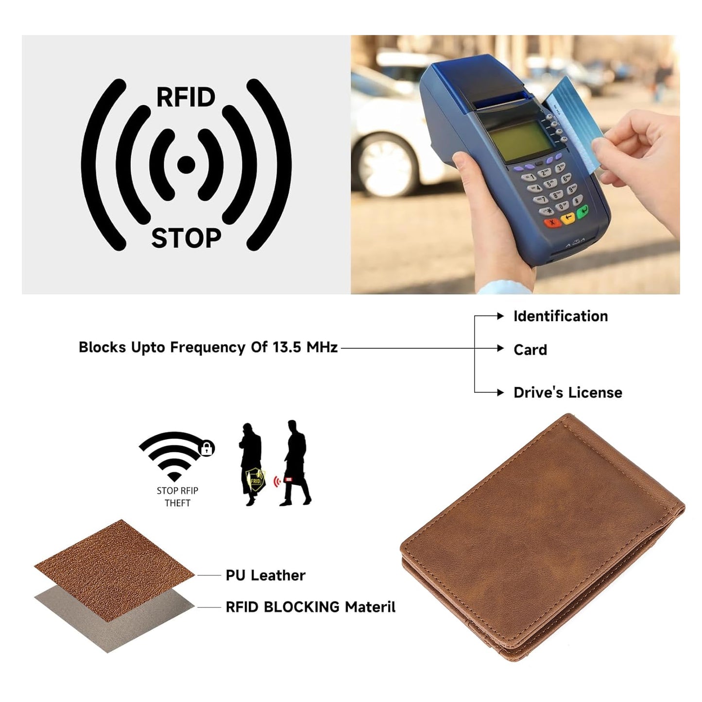 LOUEBICA Slim Wallets for Men with Money Clip RFID Blocking Front Pocket Wallet Thin Bifold Card Holder Wallet with Coin Pocket
