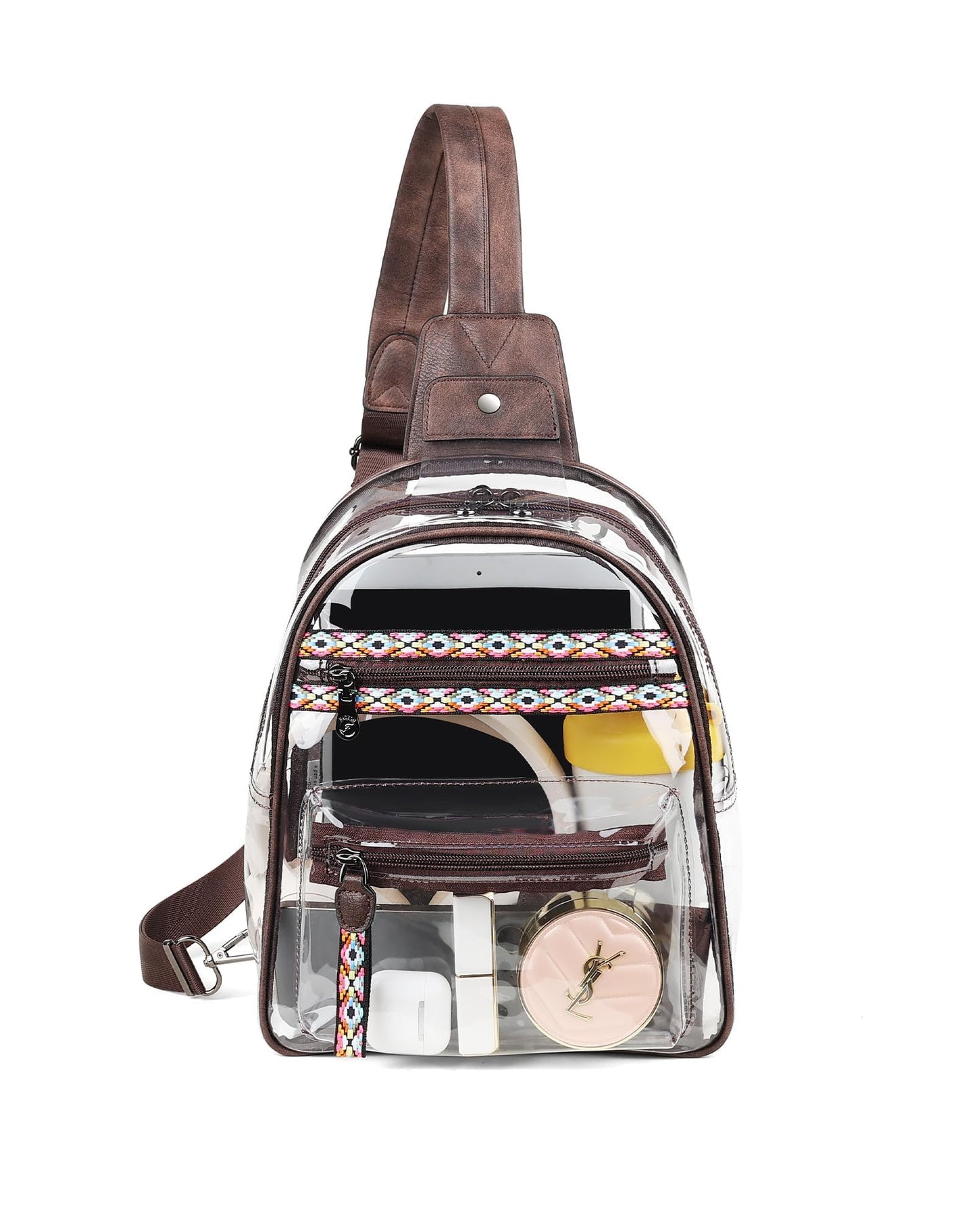 FADEON Large Clear Bag for Stadium Events, Transparent Purse Designer See Through Women's Crossbody Sling Bags Concerts Sports