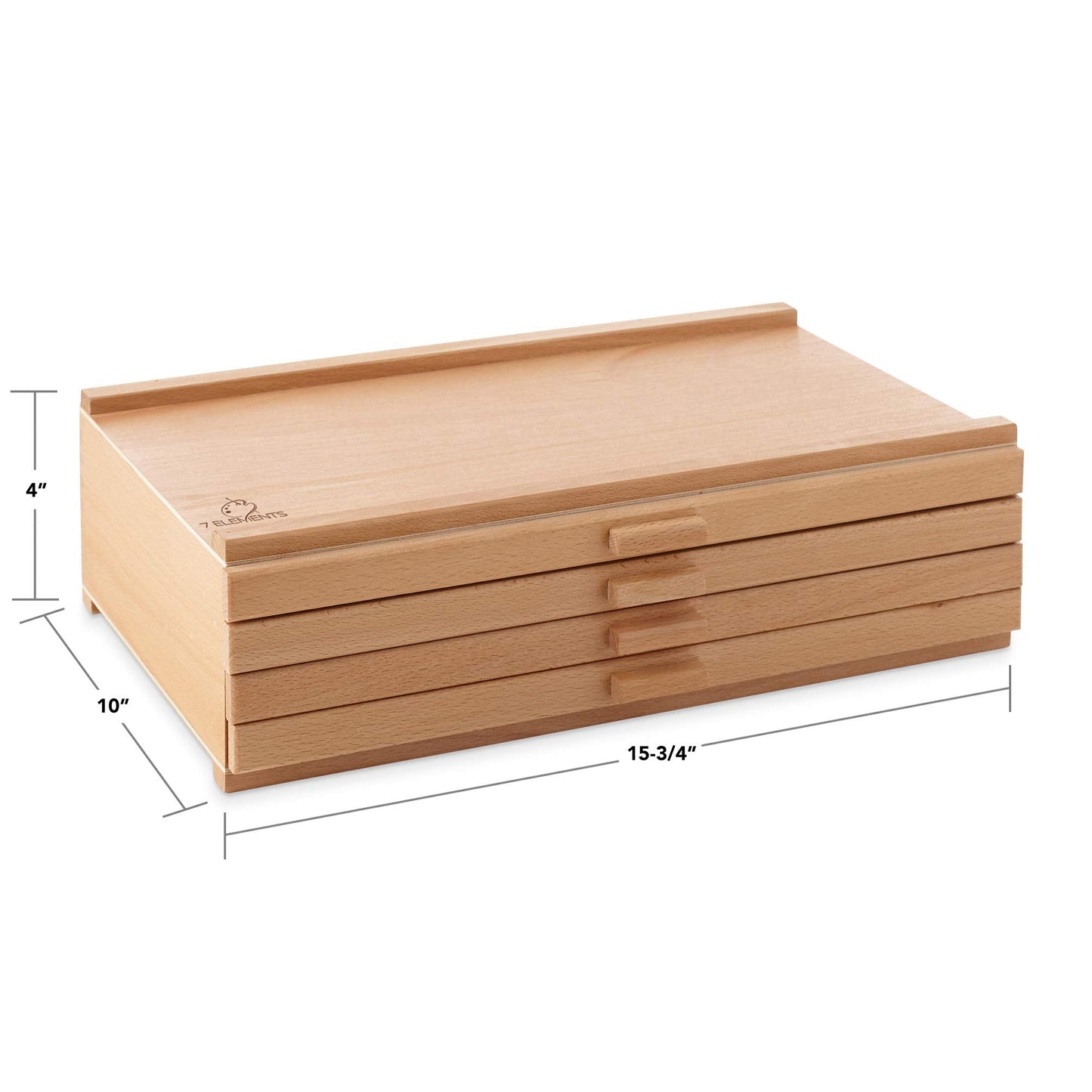 7 Elements 4 Drawer Wooden Artist Storage Supply Box for Pastels, Pencils, Pens, Markers, Brushes and Tools